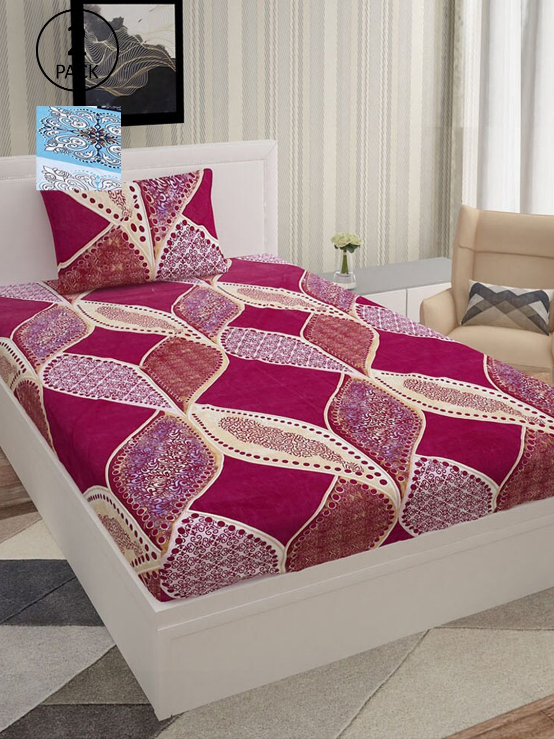 Urban Magic Blue & Red Geometric Printed 130 TC 2 Single Bedsheets With 2 Pillow Covers
Urban Magic Blue & Red Geometric Printed 130 TC 2 Single Bedsheets With 2 Pillow Covers