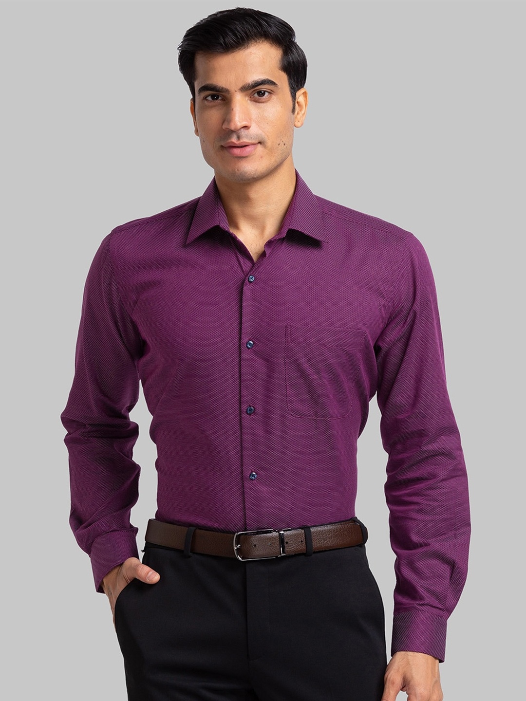 Raymond Textured Spread Collar Contemporary Fit Organic Cotton Formal Shirts, Violet
Raymond Textured Spread Collar Contemporary Fit Organic Cotton Formal Shirts, Violet