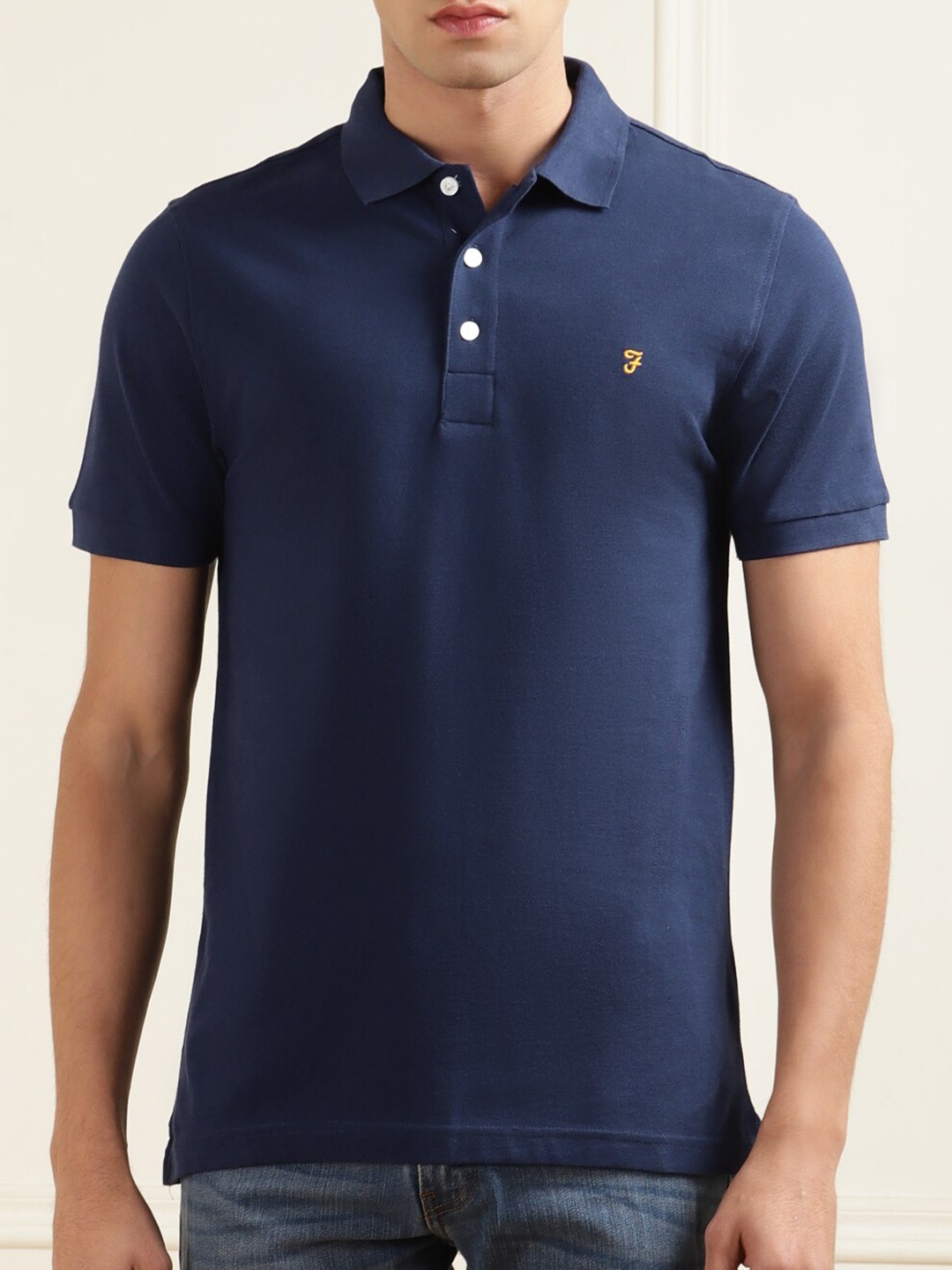 Farah Polo Collar Cotton T-shirt, Blue