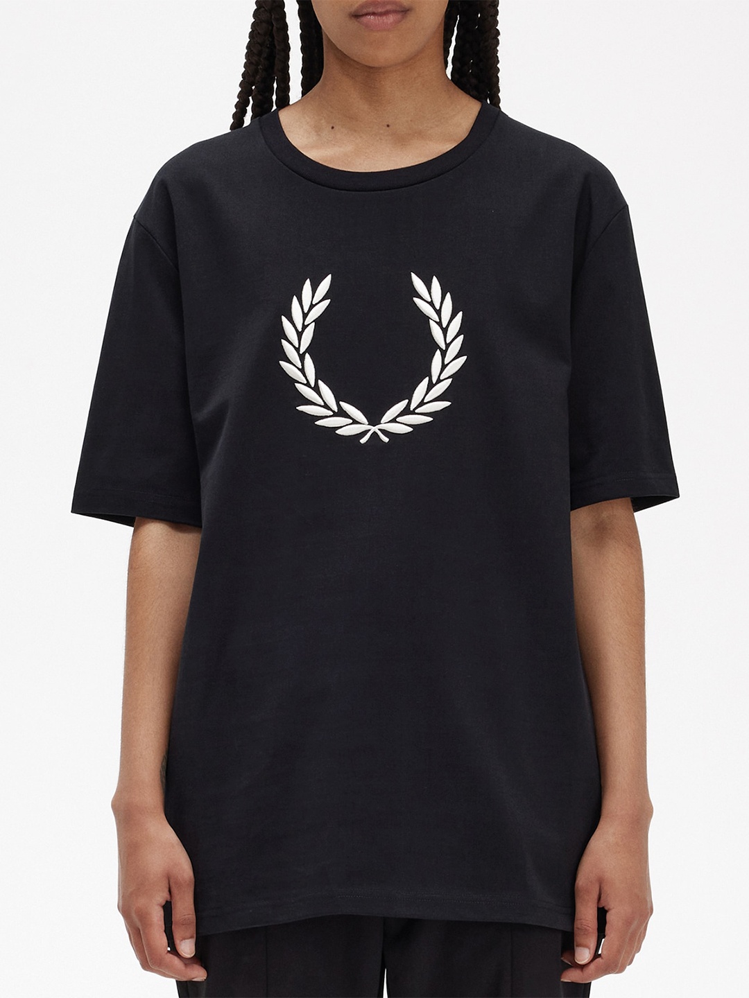 Fred Perry Logo Printed Oversized T-shirt, Black
