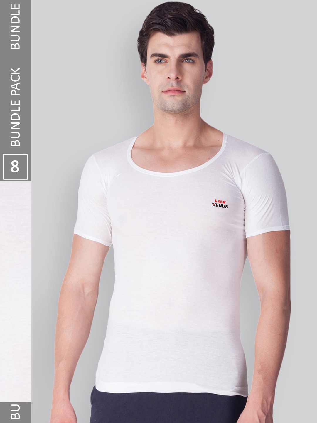 LUX VENUS Pack Of 8 Brand Logo Detail Pure Cotton Innerwear Undershirt Vests, White
LUX VENUS Pack Of 8 Brand Logo Detail Pure Cotton Innerwear Undershirt Vests, White