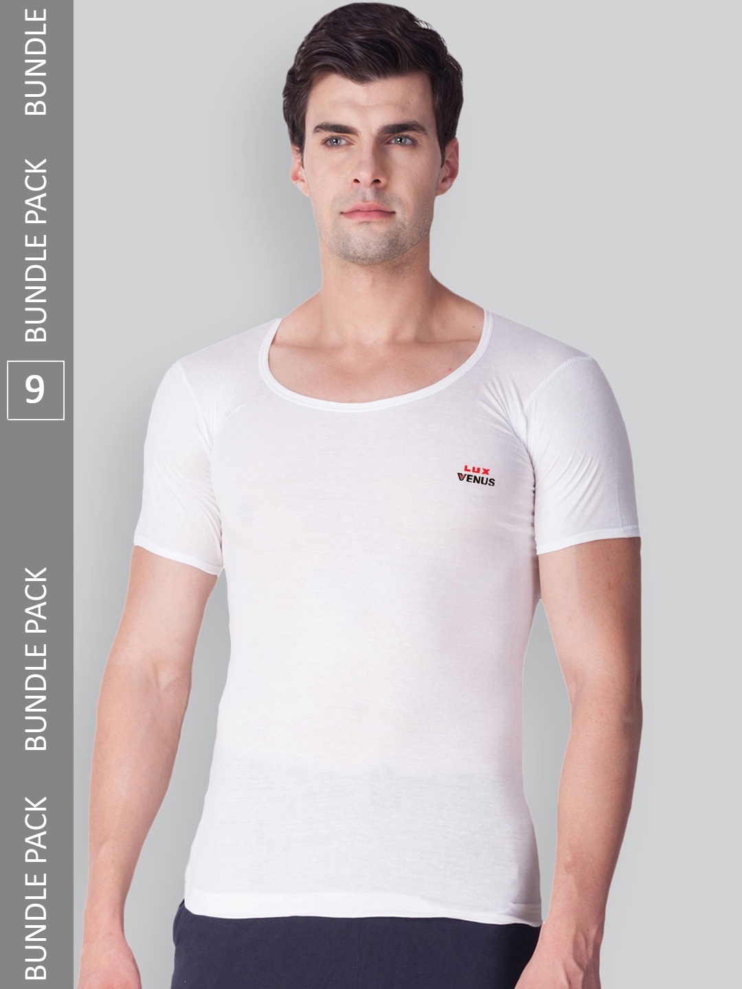 LUX VENUS Pack Of 9 Round Neck Pure Combed Cotton Undershirt Innerwear Vests, White
LUX VENUS Pack Of 9 Round Neck Pure Combed Cotton Undershirt Innerwear Vests, White