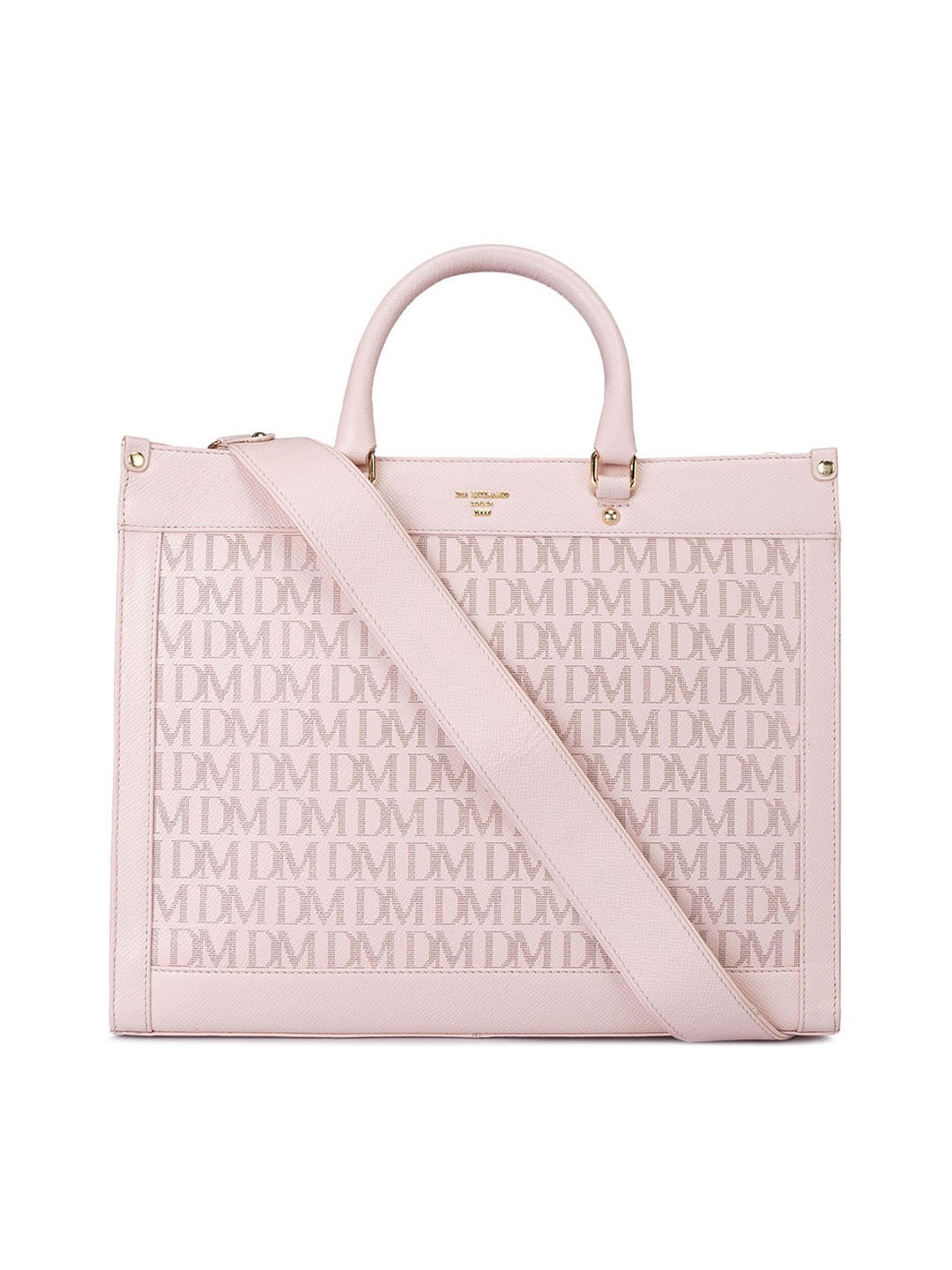 Da Milano Textured Leather Oversized Structured Handheld Bag with Cut Work, Pink