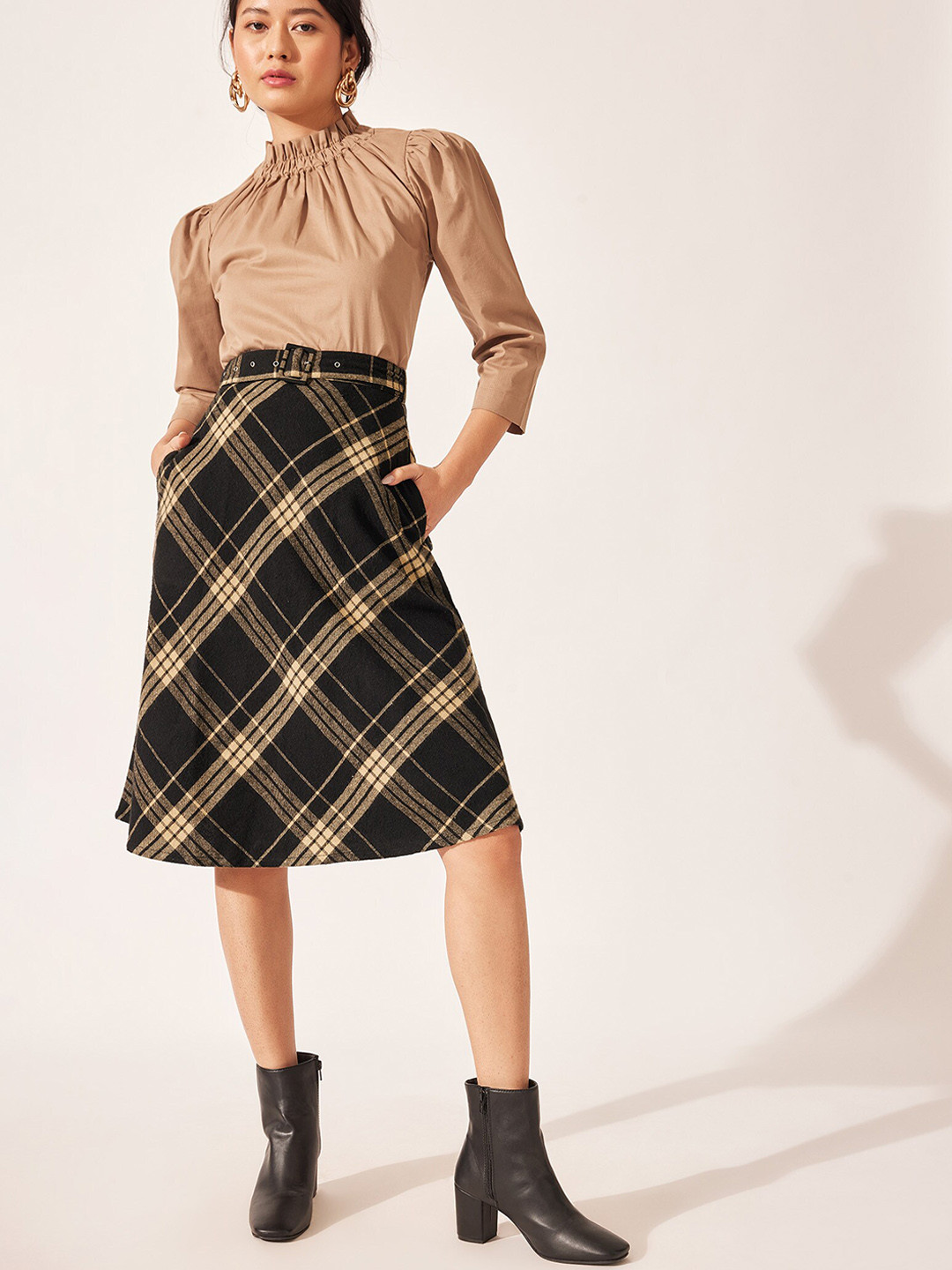 The Label Life Pure Cotton Monochrome Flannel A-Line Skirt, Brown
The Label Life Pure Cotton Monochrome Flannel A-Line Skirt, Brown