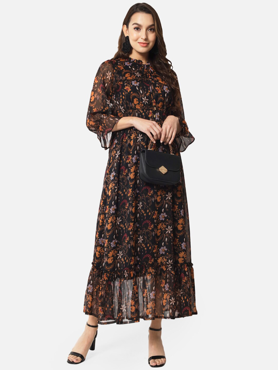ALL WAYS YOU Floral Print Bell Sleeve Georgette Maxi Dress, Black
ALL WAYS YOU Floral Print Bell Sleeve Georgette Maxi Dress, Black
