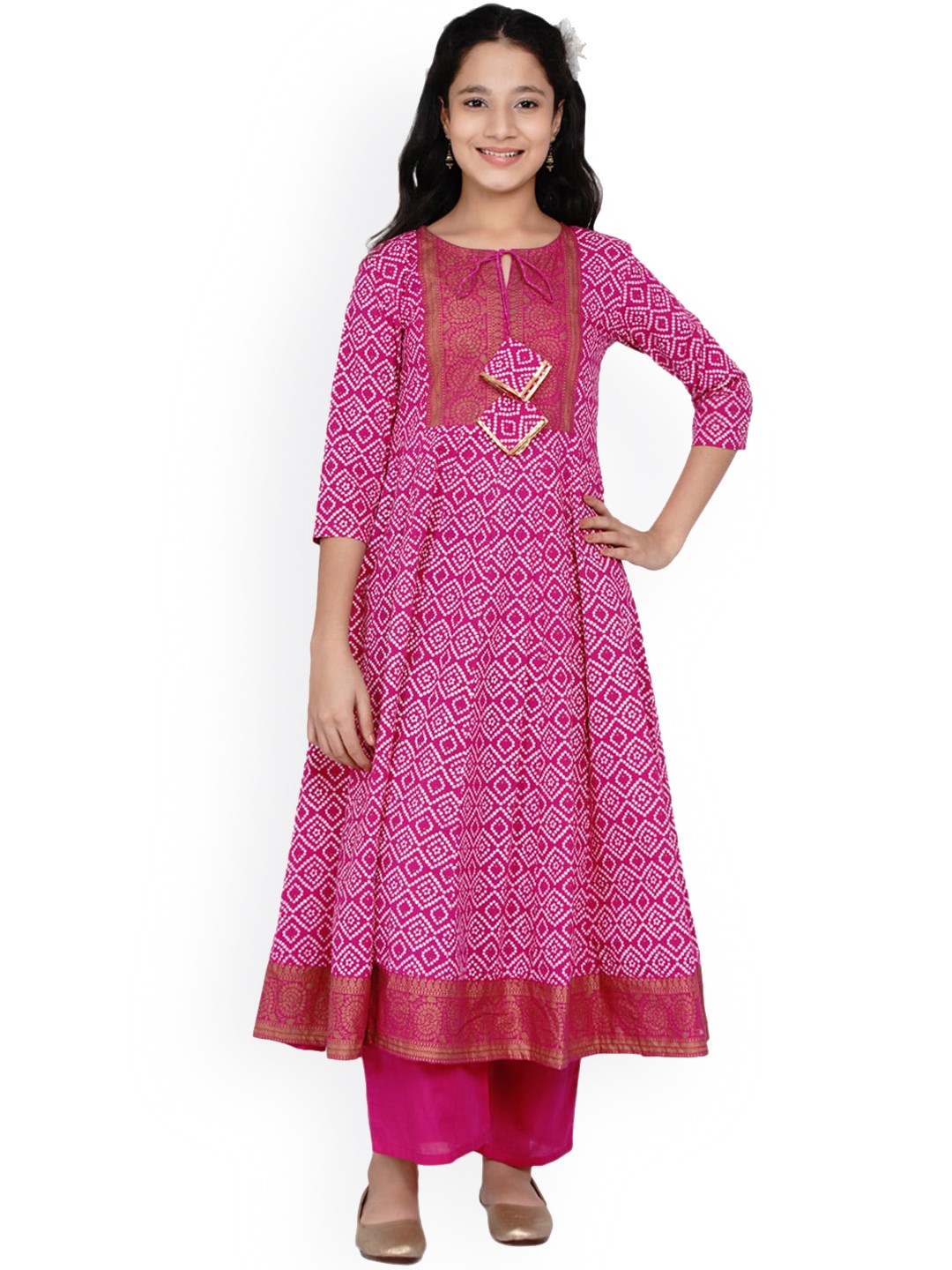 Bitiya by Bhama Girls Ethnic Motifs Printed Tie-Up Neck Anarkali Kurta With Trousers, Pink
Bitiya by Bhama Girls Ethnic Motifs Printed Tie-Up Neck Anarkali Kurta With Trousers, Pink