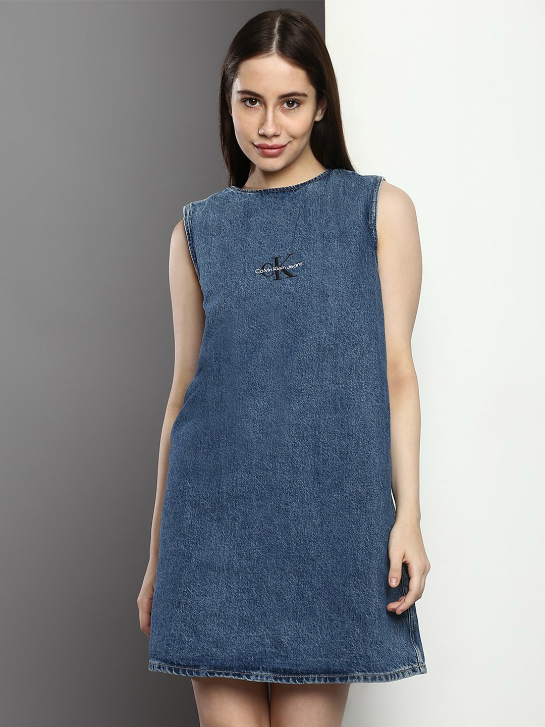 Calvin Klein Jeans Above Knee A-Line Dress, Blue