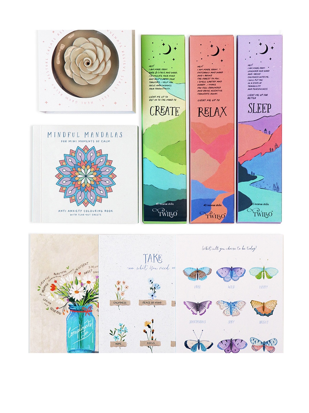happywagon The Zen Box With Mandala Colouring Book Art Prints & Incense Sticks, Multi
happywagon The Zen Box With Mandala Colouring Book Art Prints & Incense Sticks, Multi