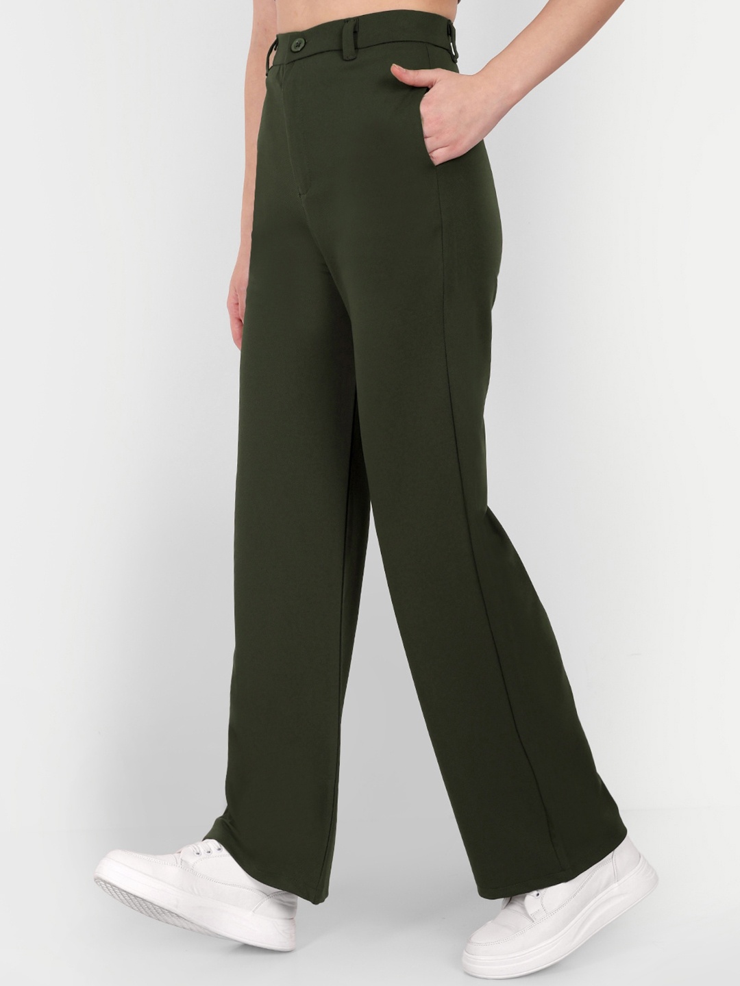 Next One Women Smart Straight Fit High-Rise Stretchable Easy Wash Parallel Trousers, Olive
Next One Women Smart Straight Fit High-Rise Stretchable Easy Wash Parallel Trousers, Olive