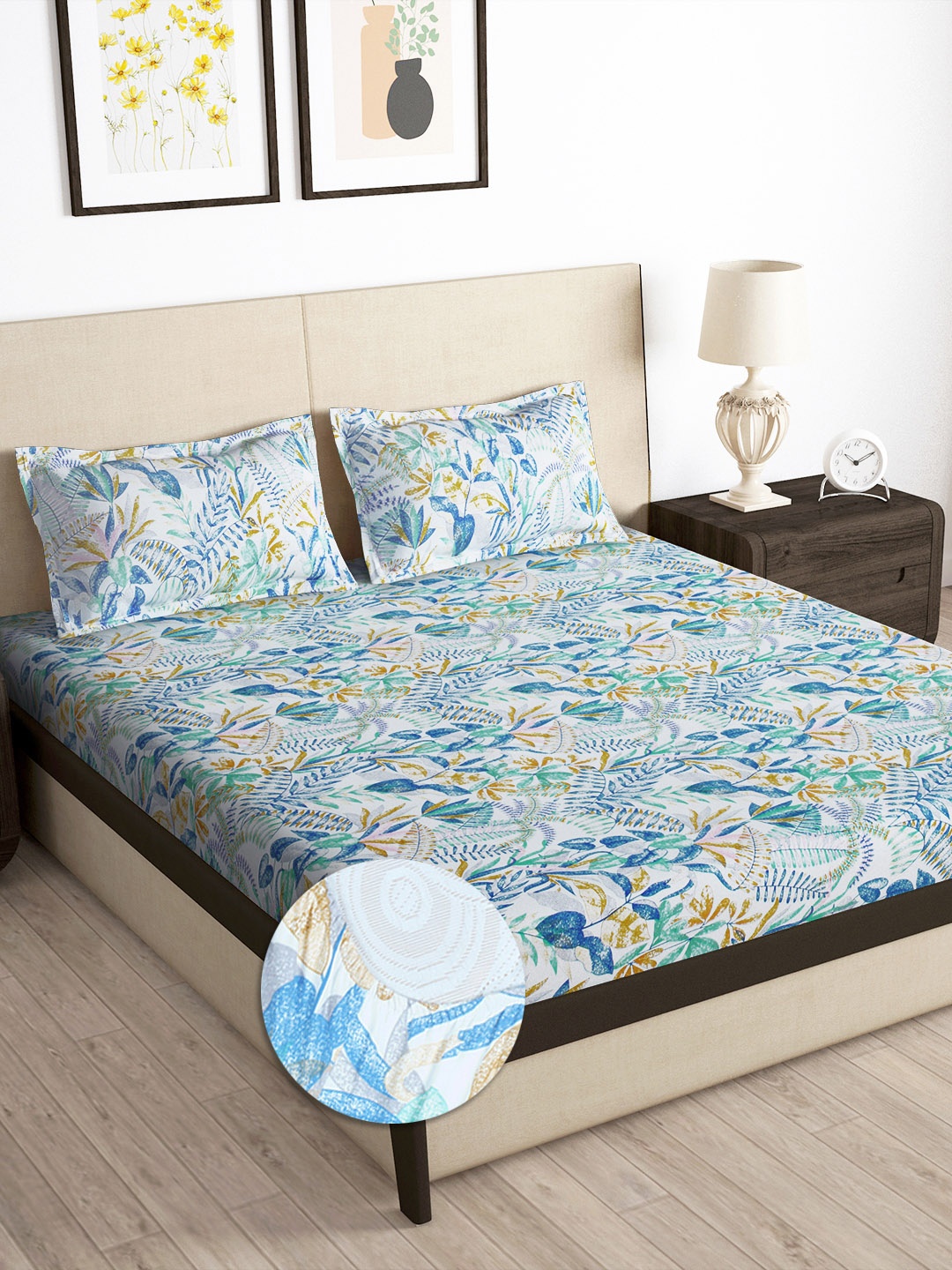 Story@home Arena White & Blue Floral 180 TC Fitted Queen Bedsheet With 2 Pillow Covers
Story@home Arena White & Blue Floral 180 TC Fitted Queen Bedsheet With 2 Pillow Covers