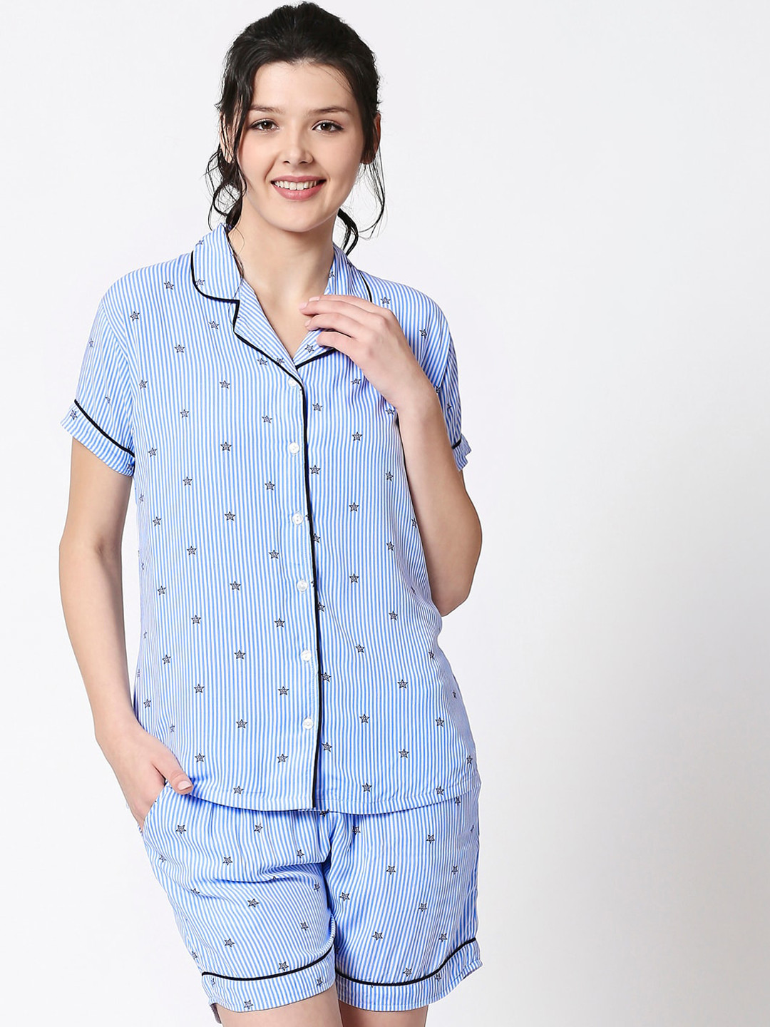 Zeyo Conversational Printed Night Suit, Blue
Zeyo Conversational Printed Night Suit, Blue