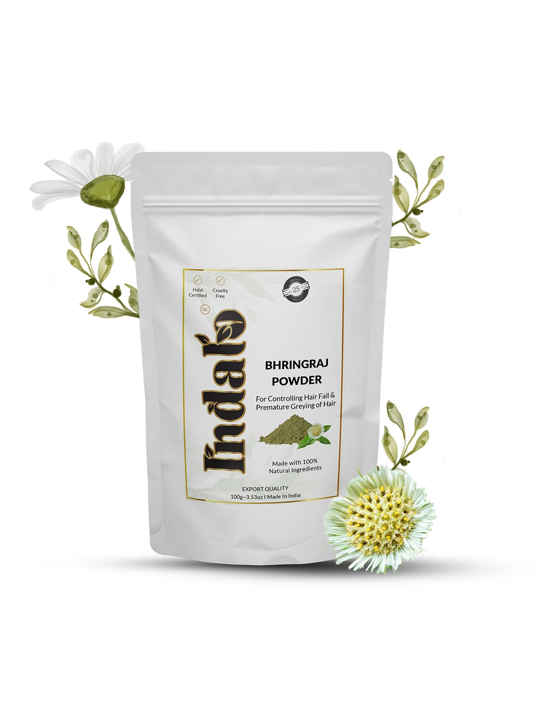 INDALO Natural Bhringraj Powder for Hair Growth & Hair Fall Treatment - 100 g, White
INDALO Natural Bhringraj Powder for Hair Growth & Hair Fall Treatment - 100 g, White
