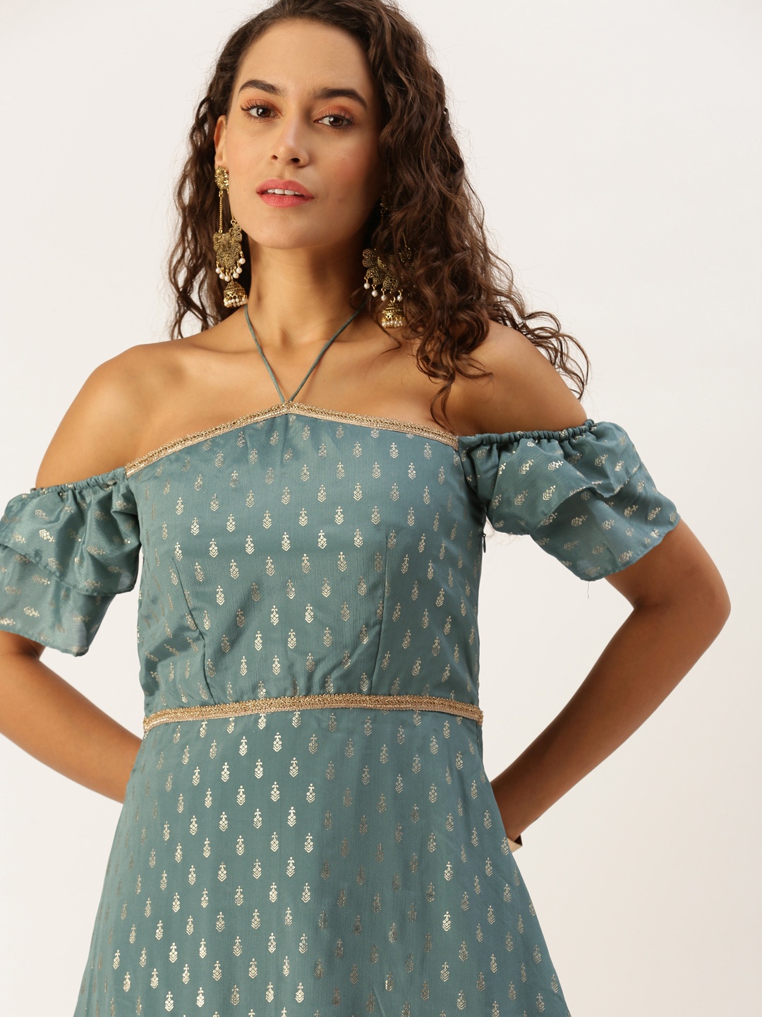 Ethnovog Ethnic Motifs Foil Printed Gotta Patti Detail Maxi Fit & Flare Ethnic Dress, Green
Ethnovog Ethnic Motifs Foil Printed Gotta Patti Detail Maxi Fit & Flare Ethnic Dress, Green