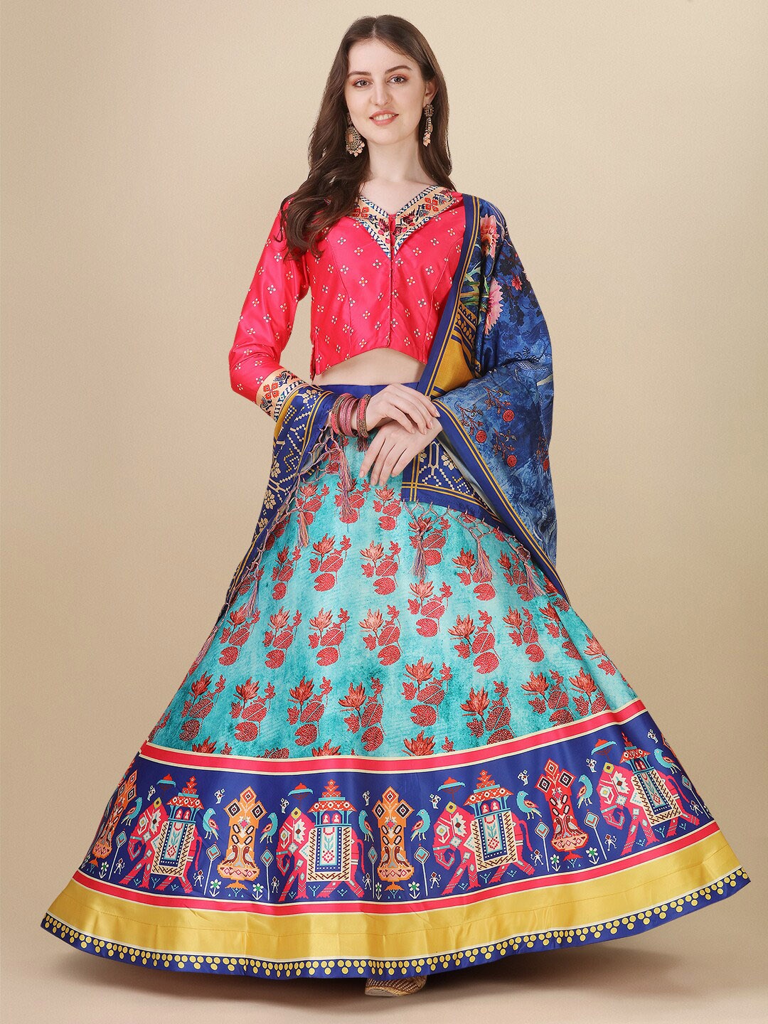 Kaizen TEXO FAB Printed Semi-Stitched Lehenga & Unstitched Blouse With Dupatta, Blue
Kaizen TEXO FAB Printed Semi-Stitched Lehenga & Unstitched Blouse With Dupatta, Blue