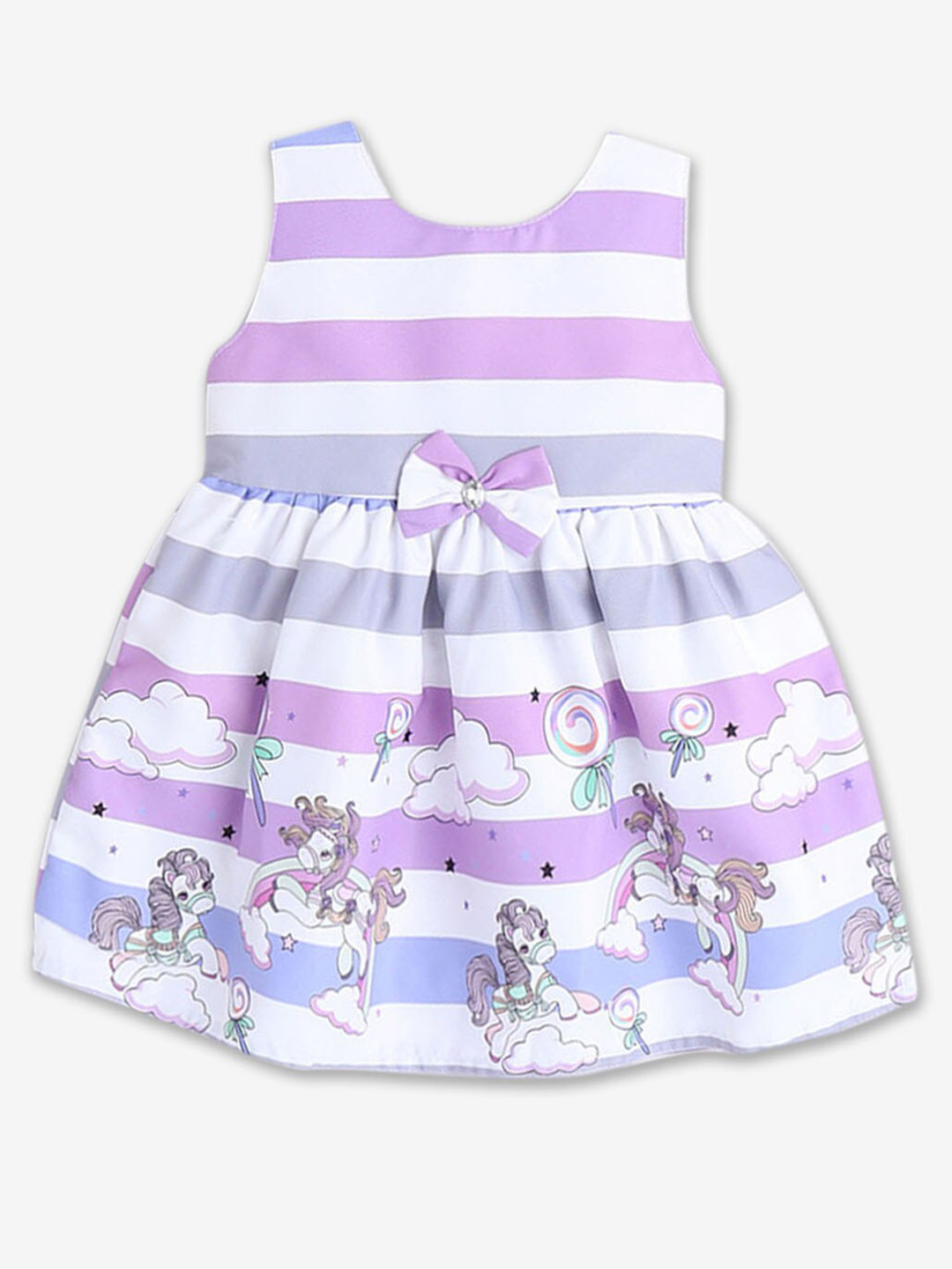 Hopscotch Infant Girls Round Neck Striped & Conversational Printed Fit & Flare Dress, Purple
Hopscotch Infant Girls Round Neck Striped & Conversational Printed Fit & Flare Dress, Purple