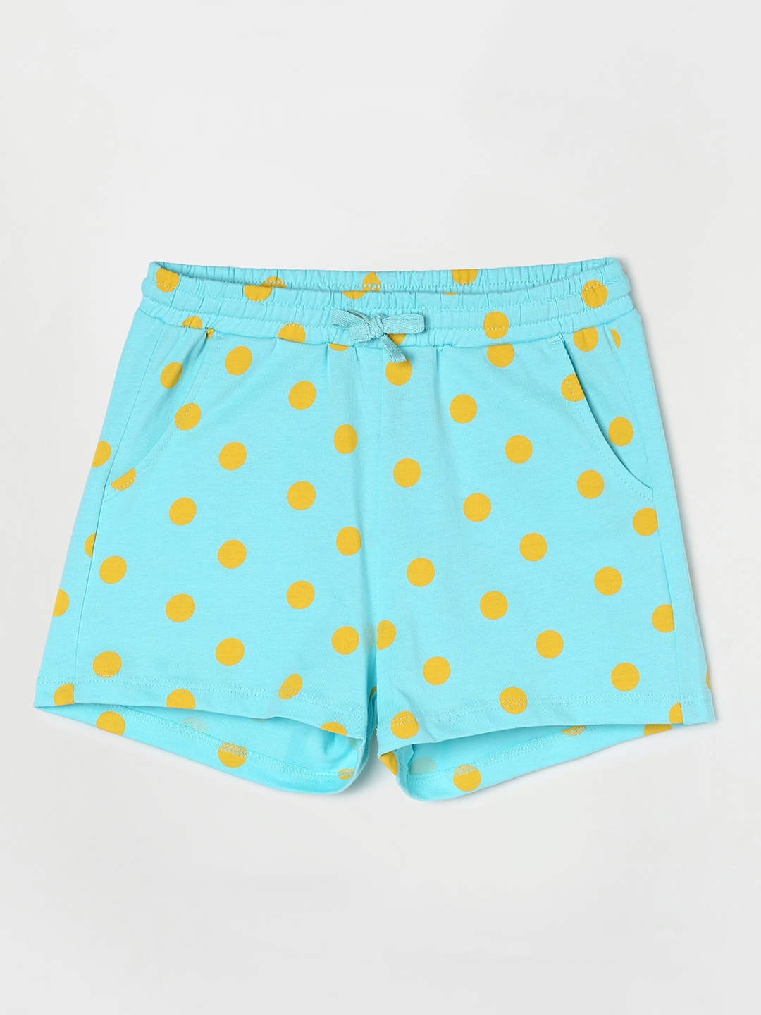 Fame Forever by Lifestyle Girls Mid-Rise Printed Pure Cotton Hot Pants, Turquoise blue