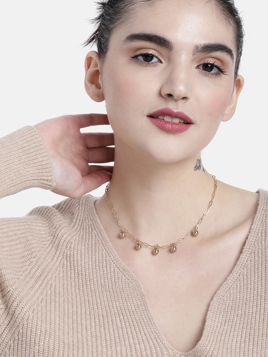 DressBerry Women Link Necklace, Gold
