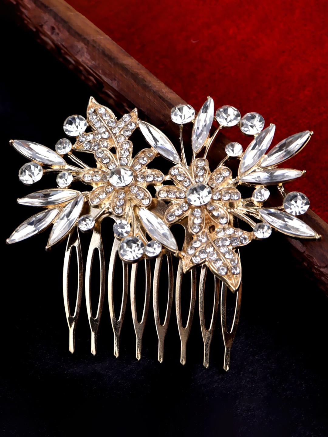 Krelin Women Embellished Comb Pin, Rose gold