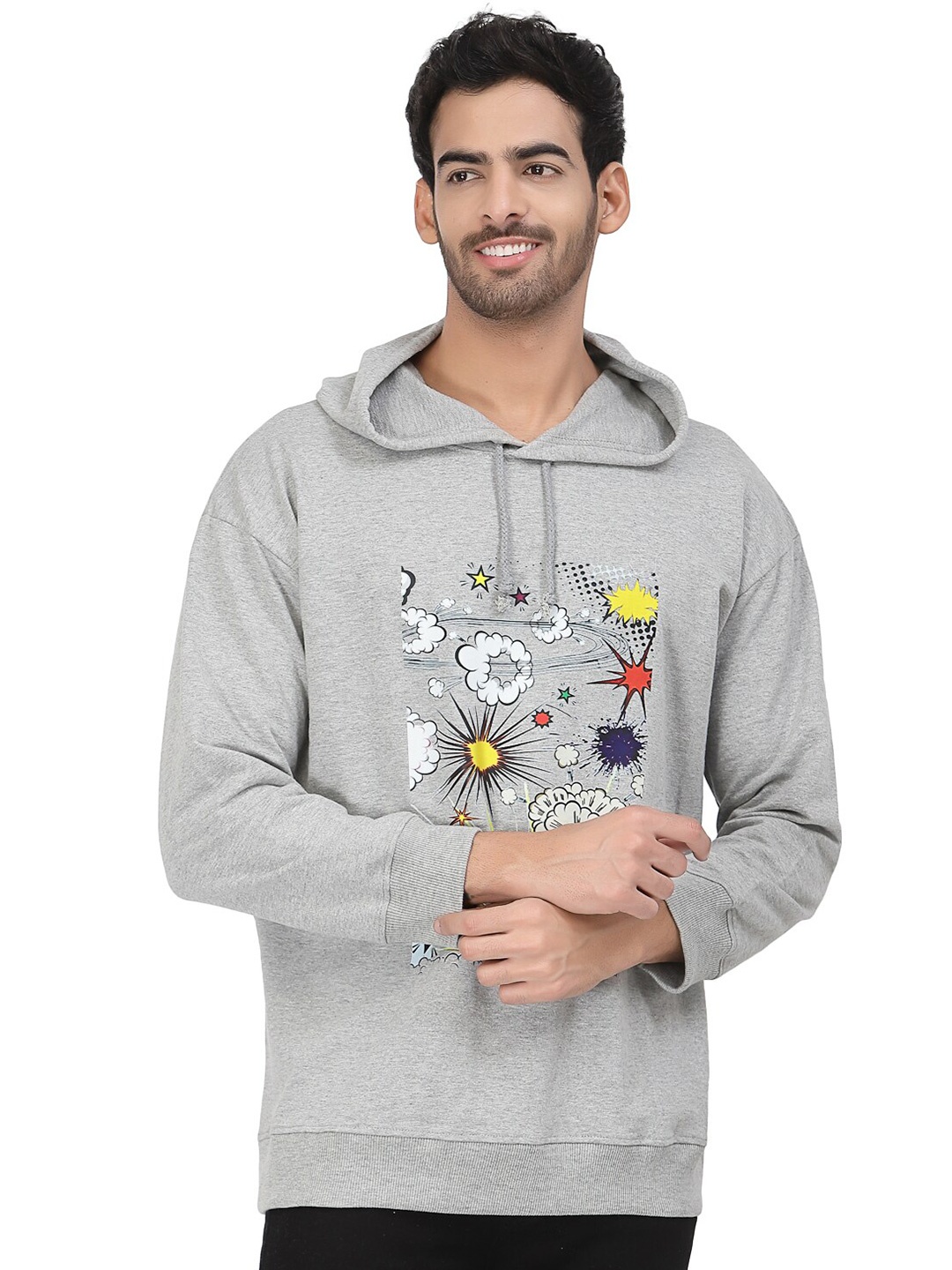 PAUSE SPORT Graphic Printed Cotton Sweatshirt, Grey