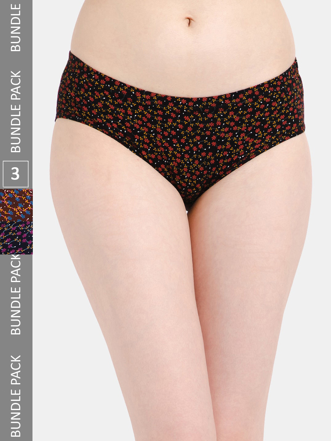 Lady Lyka Women Pack Of 3 Floral Printed Cotton Hipster Briefs, Black 
Lady Lyka Women Pack Of 3 Floral Printed Cotton Hipster Briefs, Black