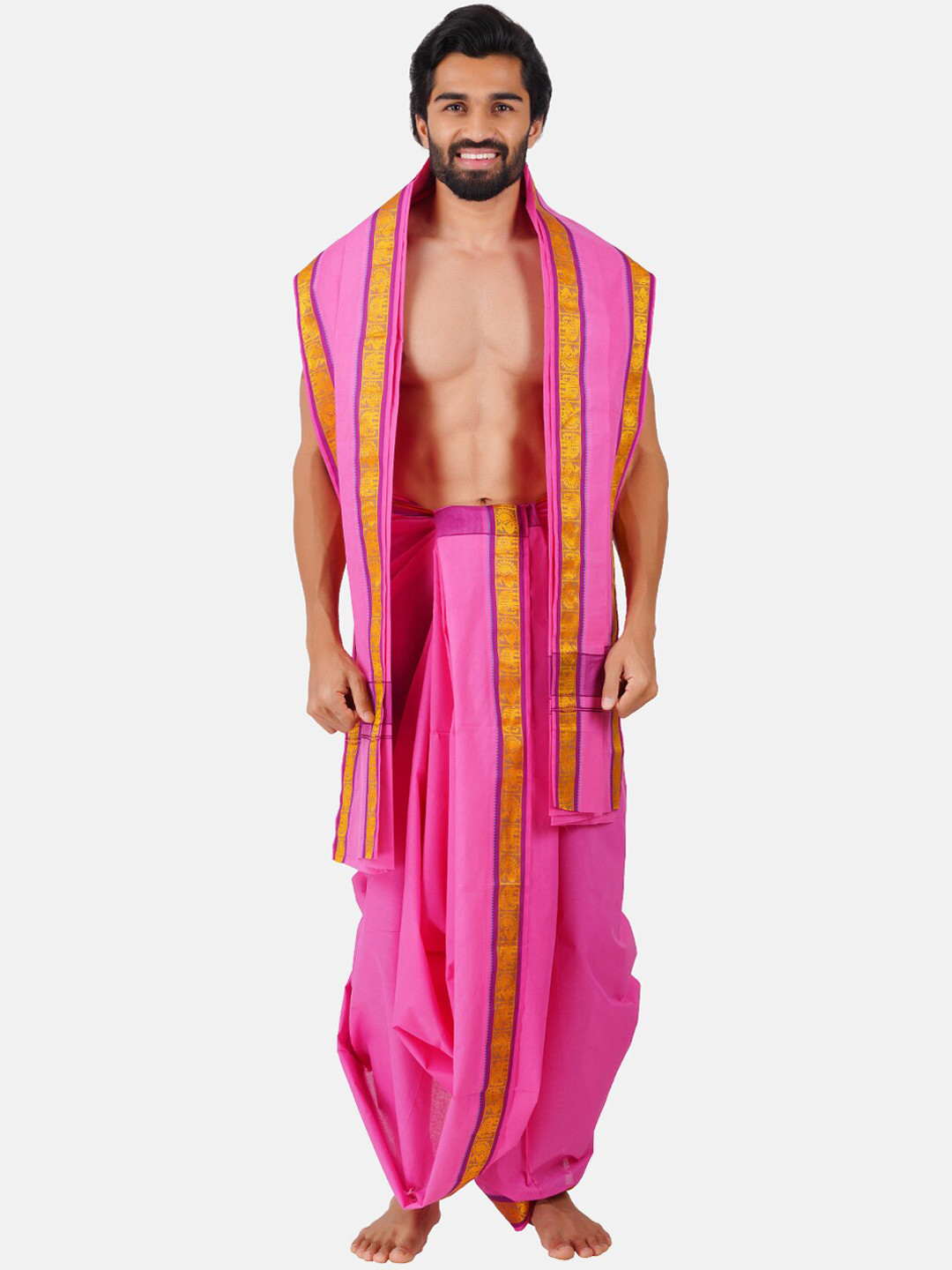 Ramraj Cotton Panchakacham Dhoti With Angavastram Set, Pink
Ramraj Cotton Panchakacham Dhoti With Angavastram Set, Pink