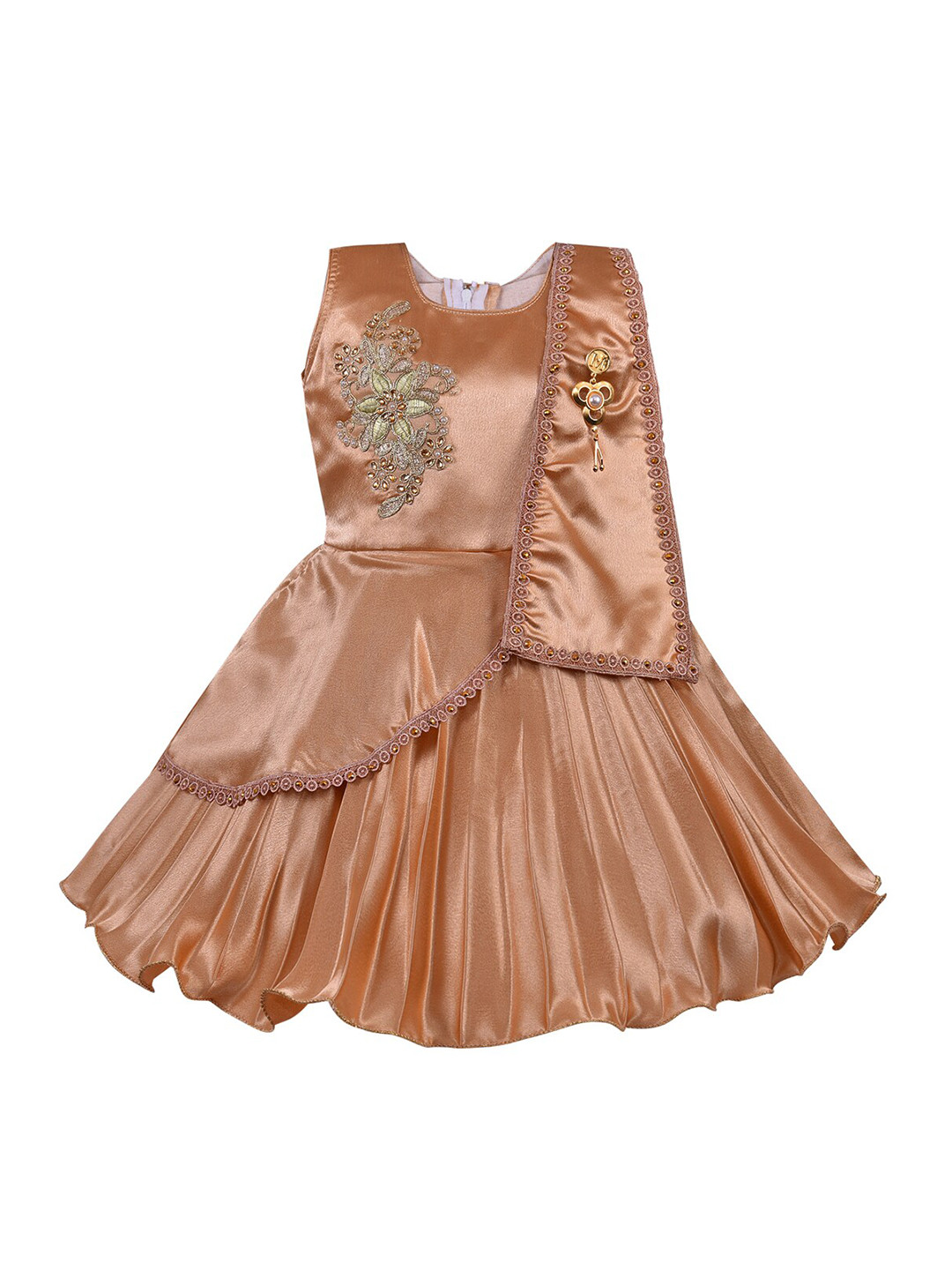Wish Karo Girls Round Neck Embelished Accordion Pleats Silk Fit And Flare Dress, Beige
Wish Karo Girls Round Neck Embelished Accordion Pleats Silk Fit And Flare Dress, Beige