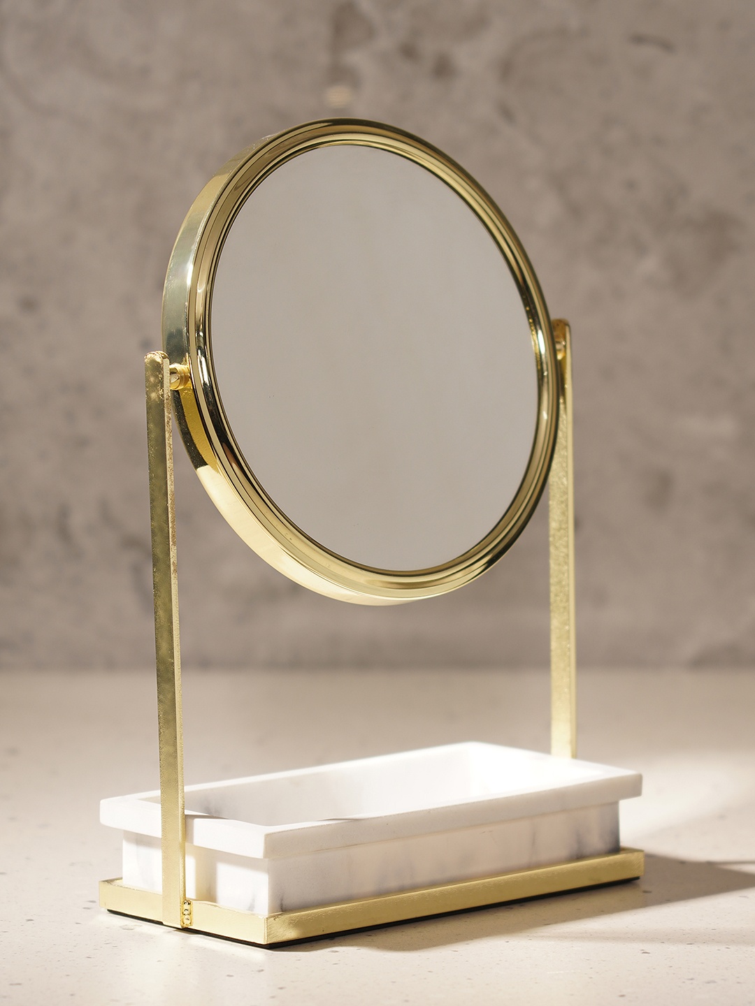 Pure Home and Living Silver-Toned Double Sided Metal Vanity Mirror With Polyresin Base
Pure Home and Living Silver-Toned Double Sided Metal Vanity Mirror With Polyresin Base