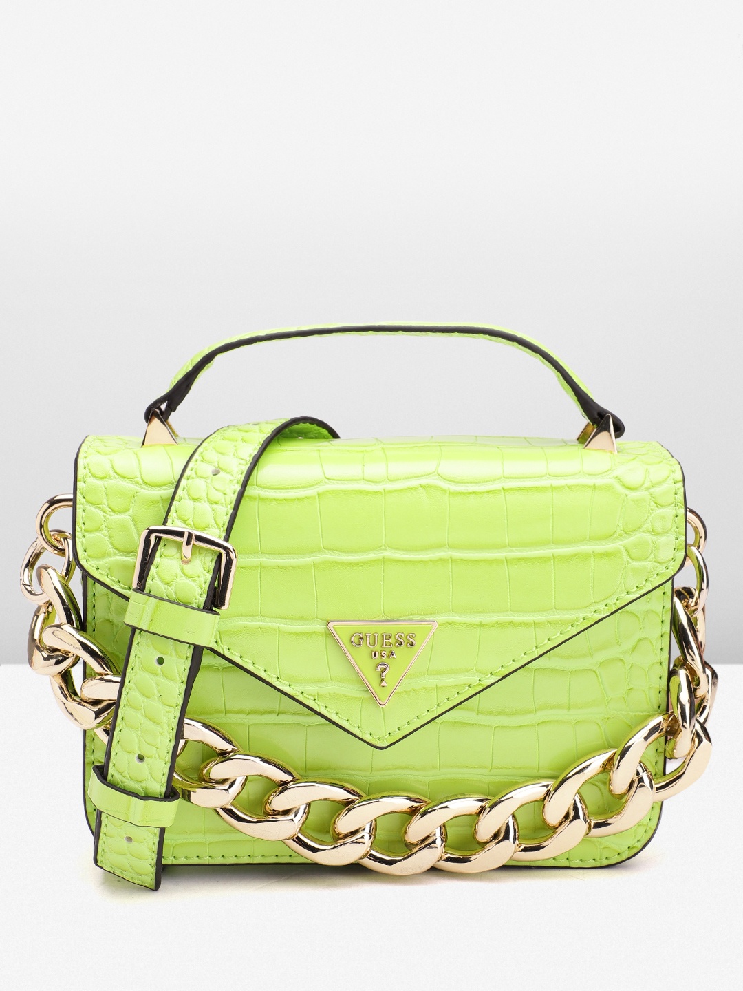 GUESS Croc Textured Structured Handheld Bag with Detachable Sling Strap, Fluorescent green
GUESS Croc Textured Structured Handheld Bag with Detachable Sling Strap, Fluorescent green