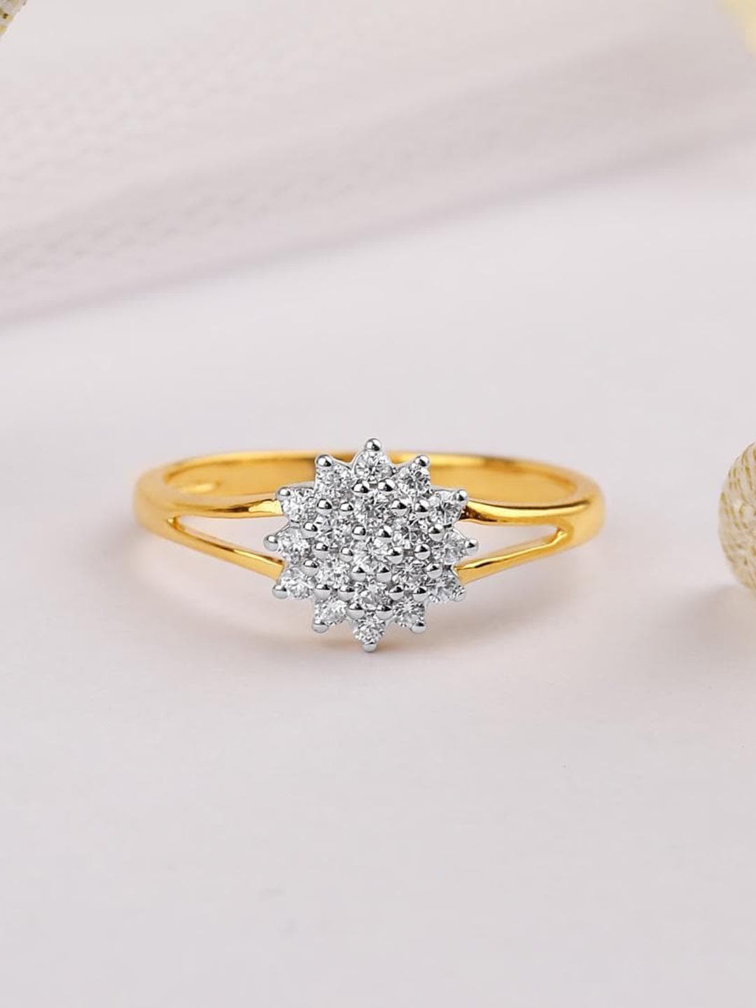 CANDERE A KALYAN JEWELLERS COMPANY Cubic Zirconia Studded 22KT Gold Finger Ring-2.99 gm
CANDERE A KALYAN JEWELLERS COMPANY Cubic Zirconia Studded 22KT Gold Finger Ring-2.99 gm