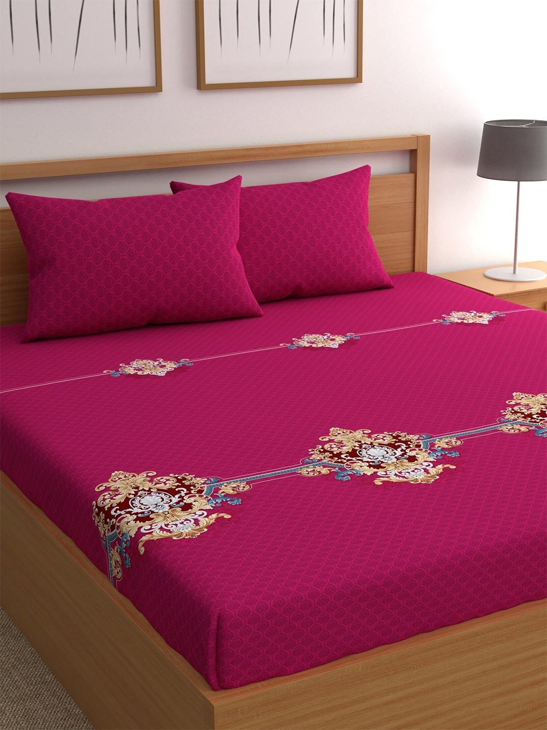 CHHAVI INDIA Red & Beige Ethnic Motifs Printed 210 TC Queen Bedsheet & 2 Pillow Covers
CHHAVI INDIA Red & Beige Ethnic Motifs Printed 210 TC Queen Bedsheet & 2 Pillow Covers