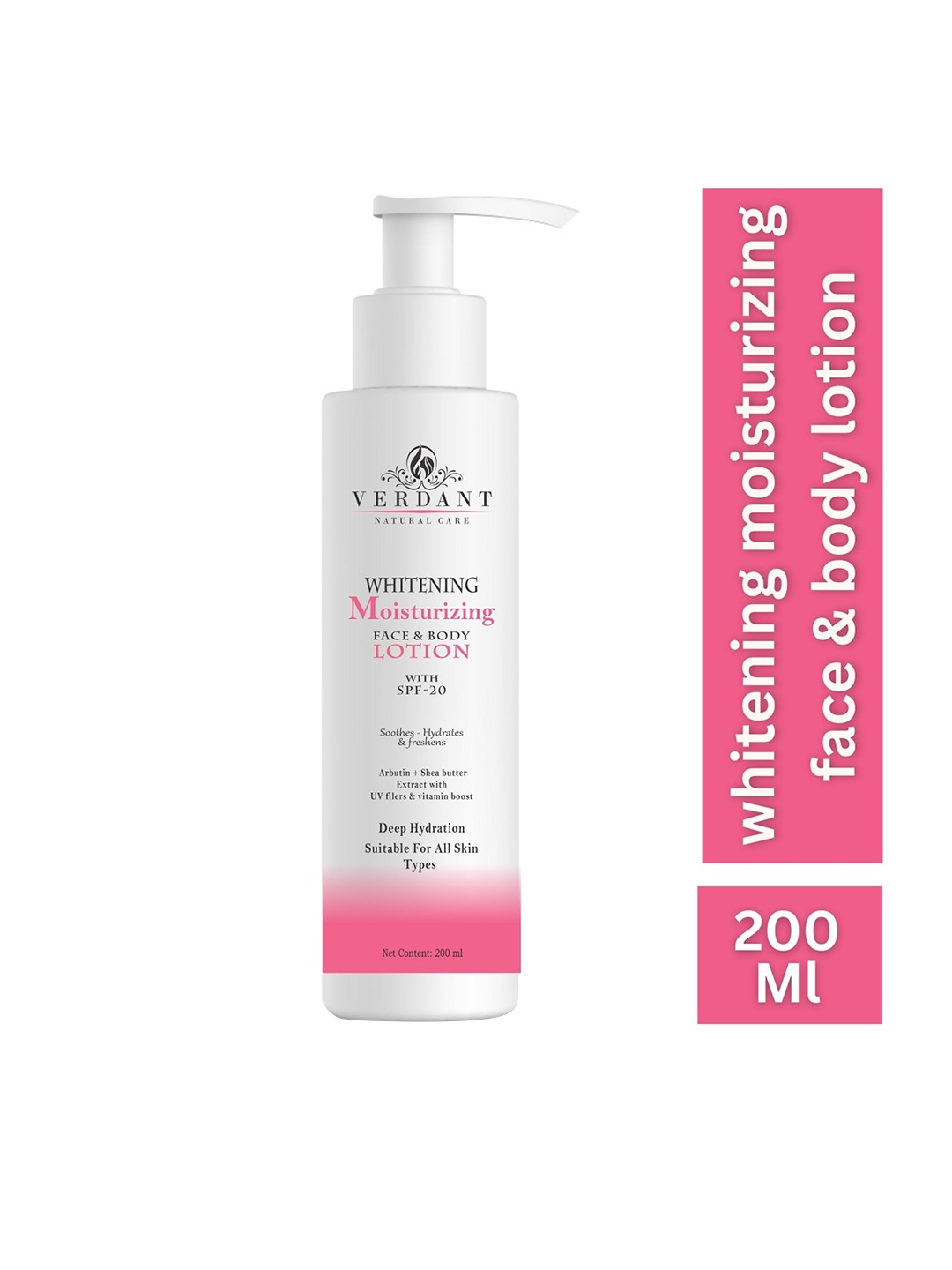 Verdant Natural Care Whitening & Brightening Face & Body Lotion SPF-20 - 200ml, White
Verdant Natural Care Whitening & Brightening Face & Body Lotion SPF-20 - 200ml, White