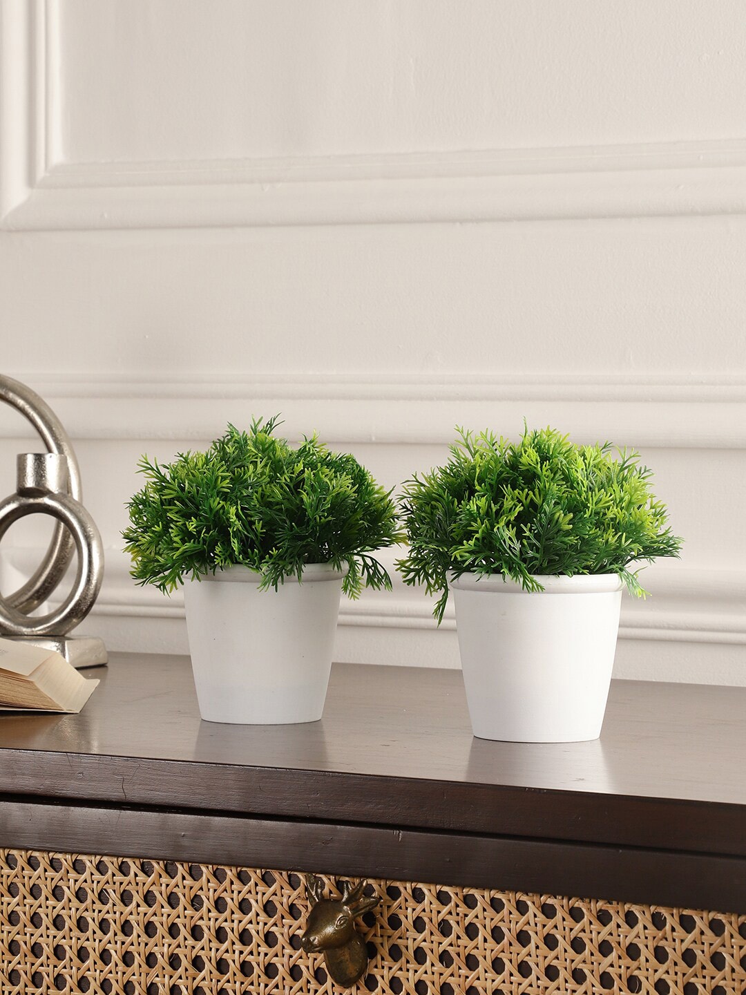 FOLIYAJ Green & White 2-Pcs Artificial Real Looking Plants With Thick Leaves With Pots
FOLIYAJ Green & White 2-Pcs Artificial Real Looking Plants With Thick Leaves With Pots