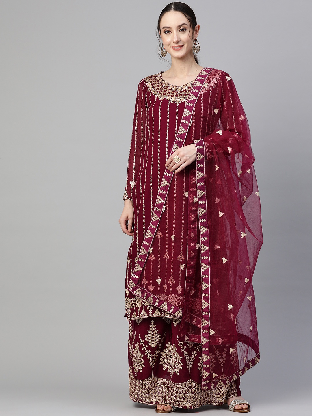 Readiprint Fashions Floral Sequinned Embroidered Semi-Stitched Dress Material, Burgundy
Readiprint Fashions Floral Sequinned Embroidered Semi-Stitched Dress Material, Burgundy