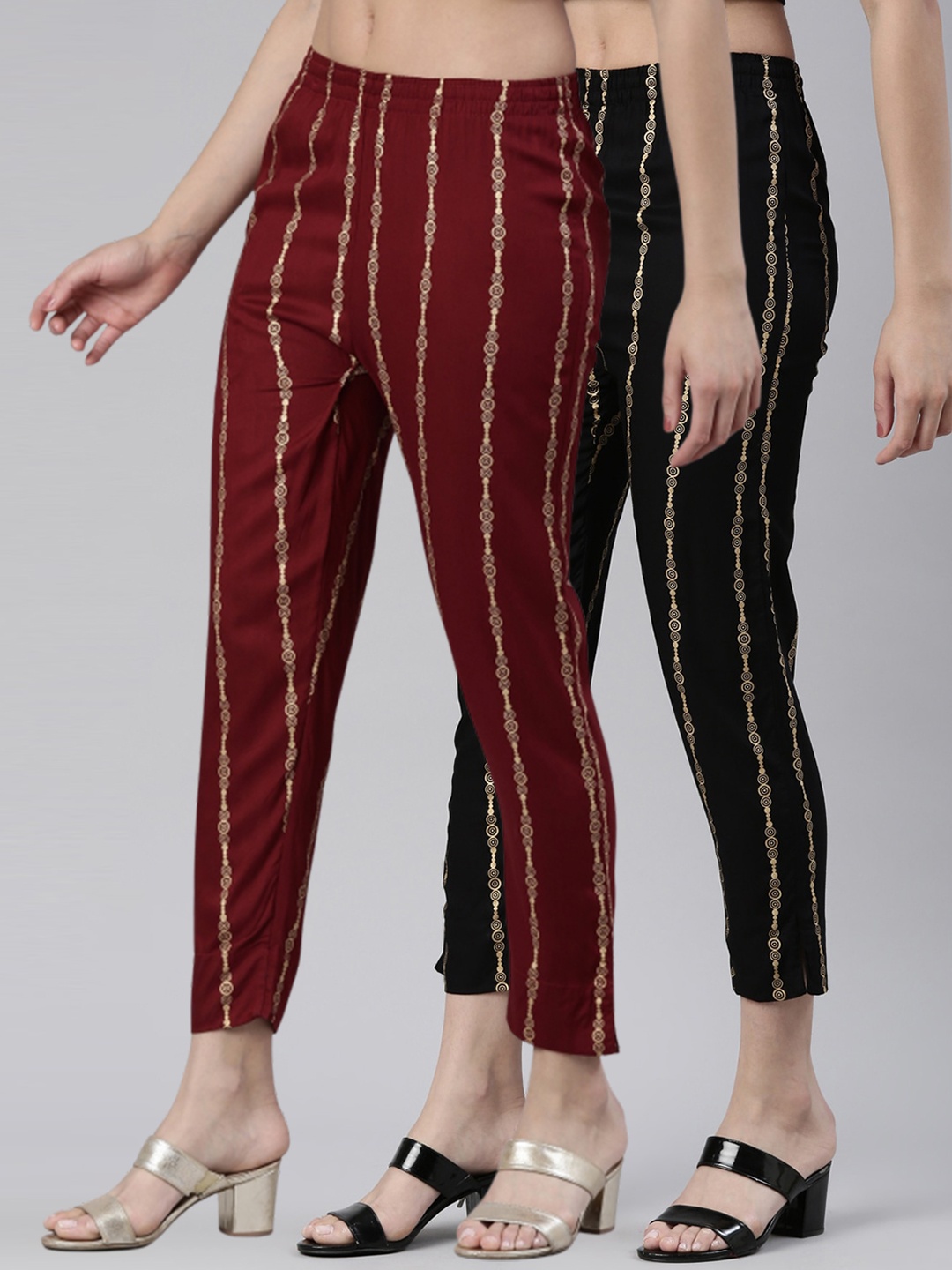 Kryptic Women Pack Of 2 Geometric Printed Smart Slim Fit Cigarette Trousers, Black
Kryptic Women Pack Of 2 Geometric Printed Smart Slim Fit Cigarette Trousers, Black