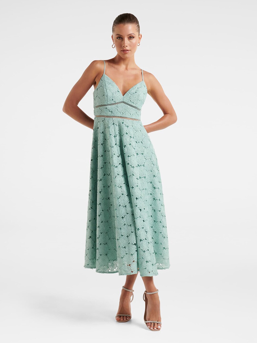 Forever New Shoulder Straps Floral Lace Self Design Fit & Flare Midi Dress, Blue
Forever New Shoulder Straps Floral Lace Self Design Fit & Flare Midi Dress, Blue