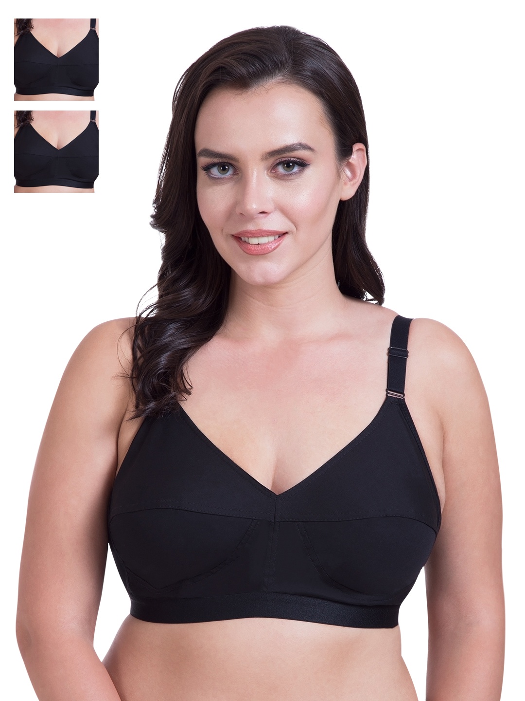 Rajnie Pack of 3 Black Full Coverage Bras RJ664BL