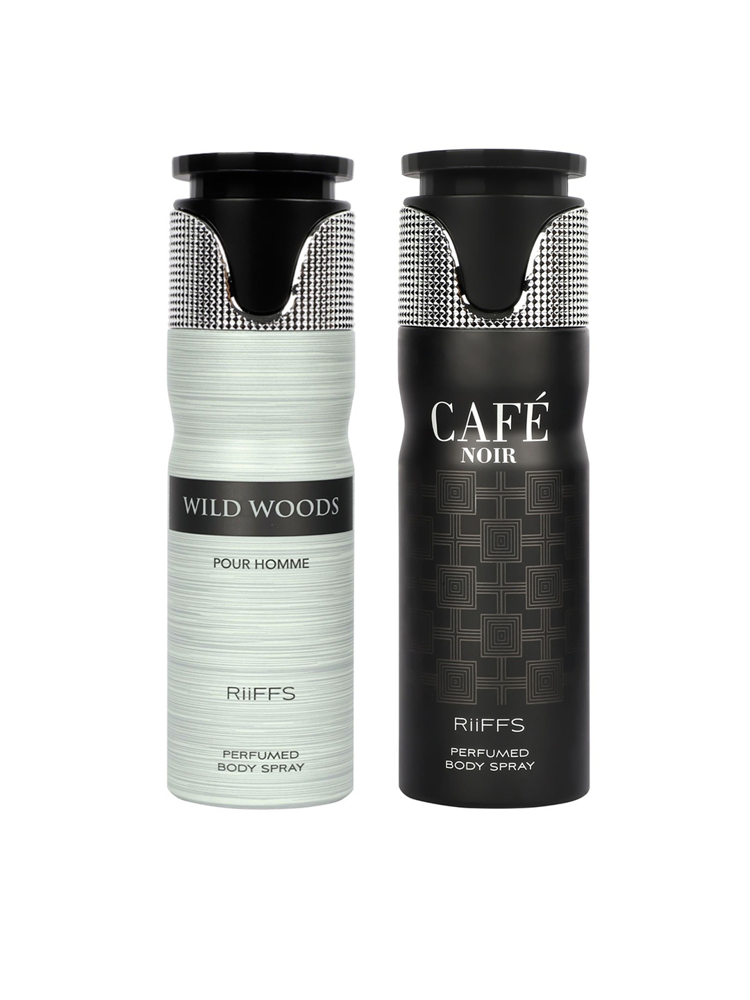 RIIFFS Men Set of 2 Premium Long Lasting Deodorant 200 ml each - Wild Woods & Cafe Noir, Grey
RIIFFS Men Set of 2 Premium Long Lasting Deodorant 200 ml each - Wild Woods & Cafe Noir, Grey