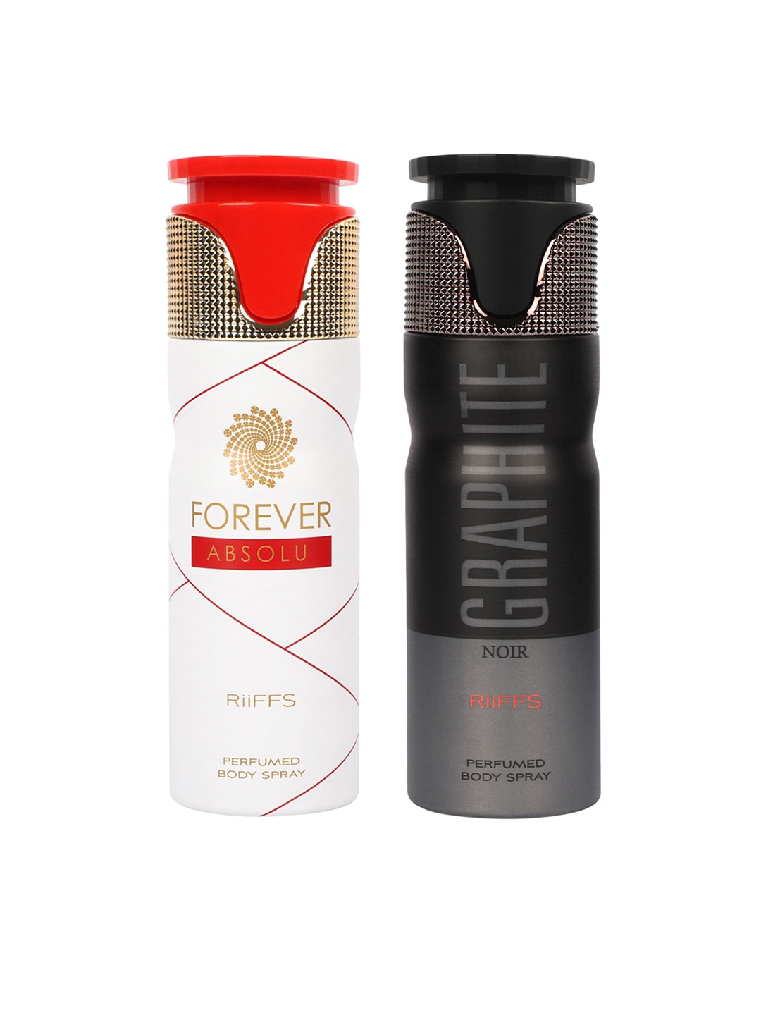 RIIFFS Set of 2 Long Lasting Deodorants 200 ml Each - Forever Absolu & Graphite Noir, White
RIIFFS Set of 2 Long Lasting Deodorants 200 ml Each - Forever Absolu & Graphite Noir, White