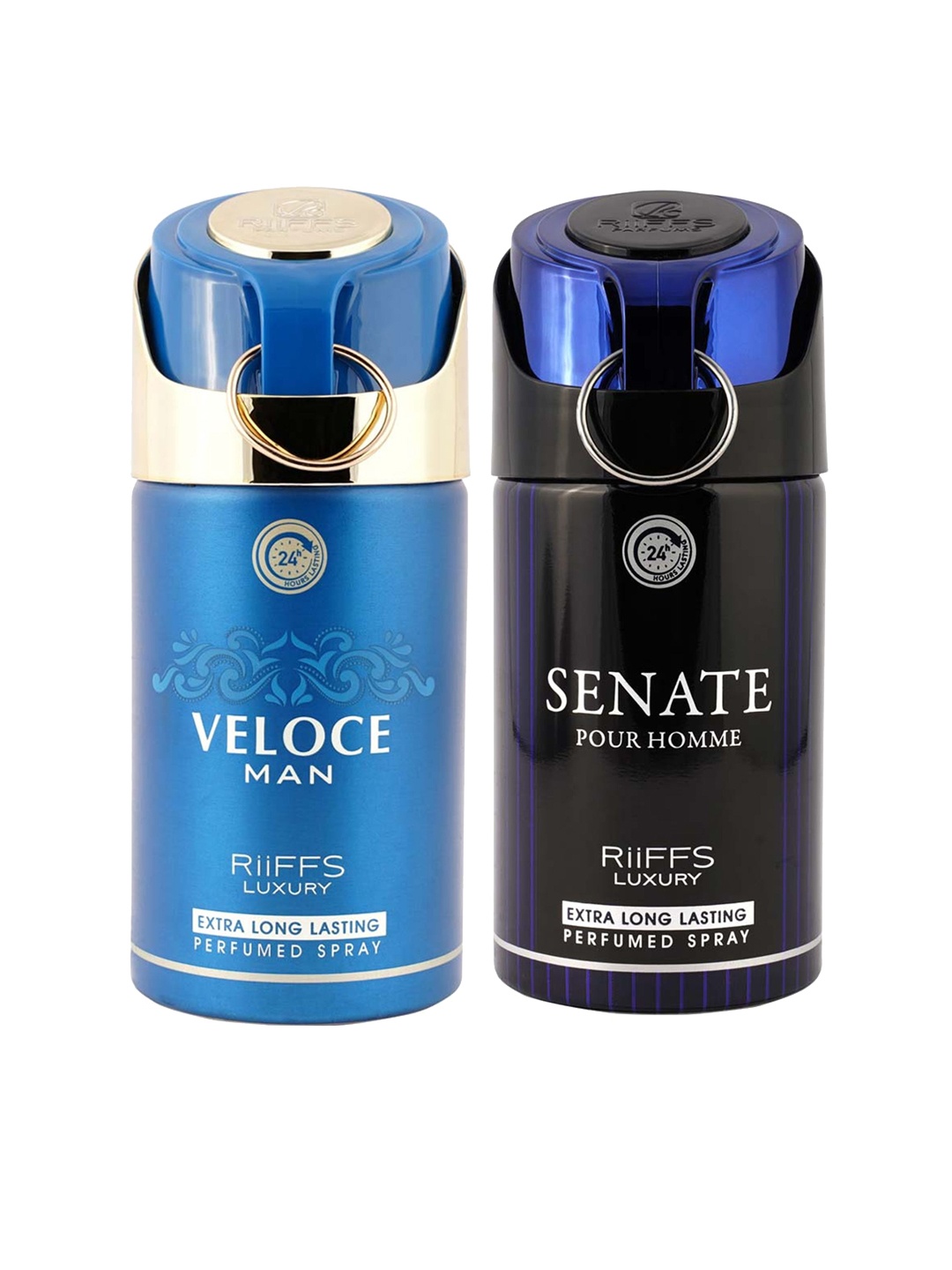RIIFFS Men Set of 2 Long Lasting Deodorants 250 ml Each - Veloce & Senate Pour Homme, Blue
RIIFFS Men Set of 2 Long Lasting Deodorants 250 ml Each - Veloce & Senate Pour Homme, Blue