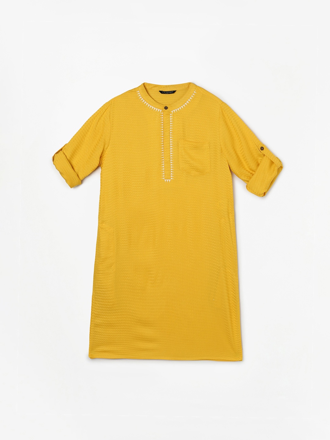 Melange by Lifestyle Boys Woven Design Band Collar Thread Work Pure Cotton Kurta, Yellow
Melange by Lifestyle Boys Woven Design Band Collar Thread Work Pure Cotton Kurta, Yellow