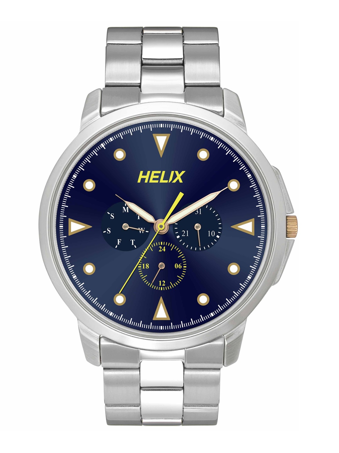 Helix Men Brass Dial & Stainless Steel Bracelet Style Straps Digital Watch TW027HG33, Blue
Helix Men Brass Dial & Stainless Steel Bracelet Style Straps Digital Watch TW027HG33, Blue