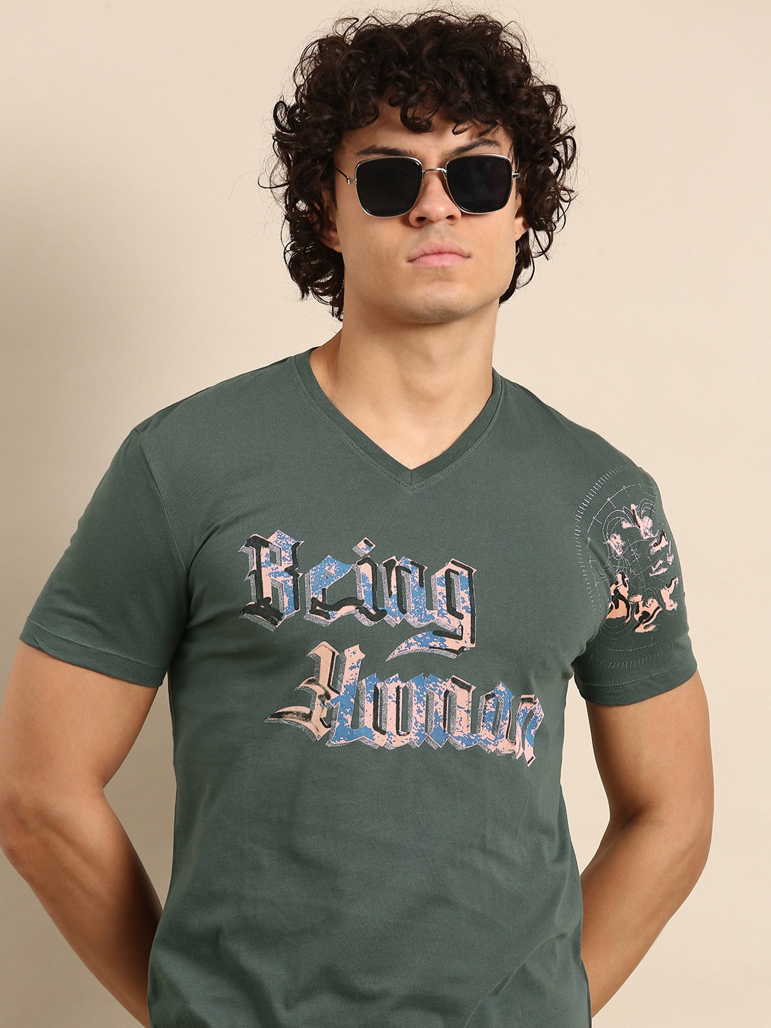 Being Human Graphic Typography Printed V-Neck Pure Cotton Slim Fit T-shirt, Green
Being Human Graphic Typography Printed V-Neck Pure Cotton Slim Fit T-shirt, Green