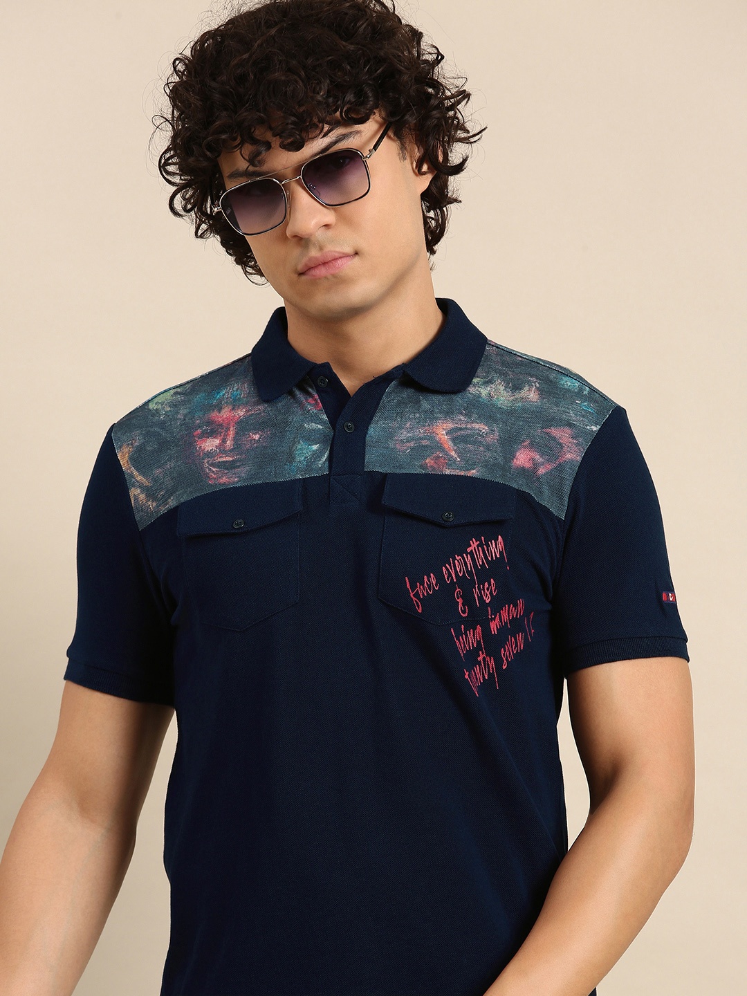 Being Human Men Typography Printed Polo Collar Pure Cotton Flap Pockets T-shirt, Navy blue
Being Human Men Typography Printed Polo Collar Pure Cotton Flap Pockets T-shirt, Navy blue