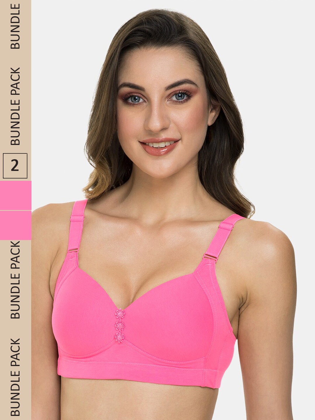 KOMLI Pack Of 2 Cotton Lightly Padded Medium Support All Day Comfort Full Coverage Bra, Pink
KOMLI Pack Of 2 Cotton Lightly Padded Medium Support All Day Comfort Full Coverage Bra, Pink