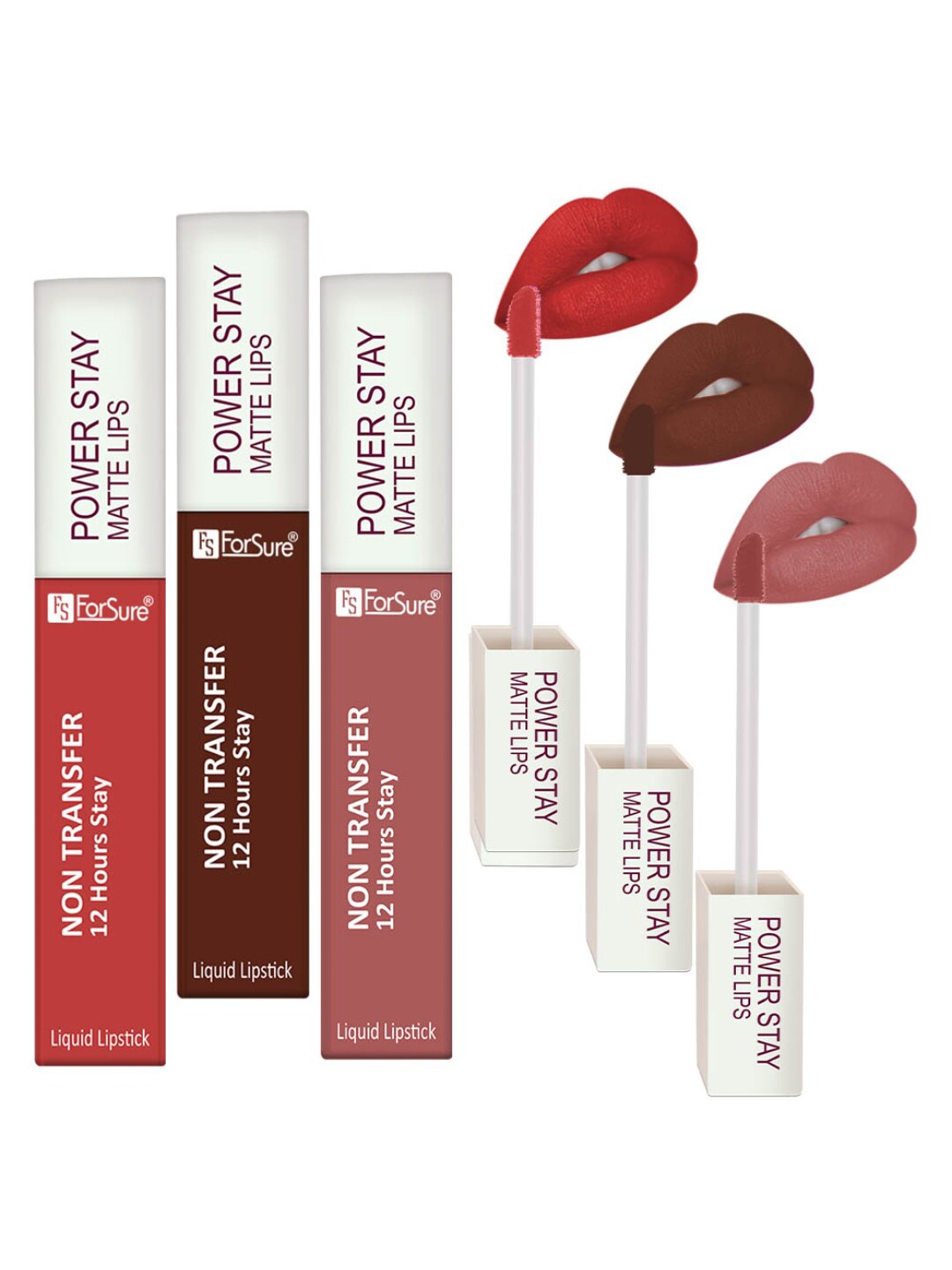 ForSure Set of 3 Power Stay Non-Transfer & Long Lasting Matte Liquid Lipstick - 4 ml each, Red
ForSure Set of 3 Power Stay Non-Transfer & Long Lasting Matte Liquid Lipstick - 4 ml each, Red