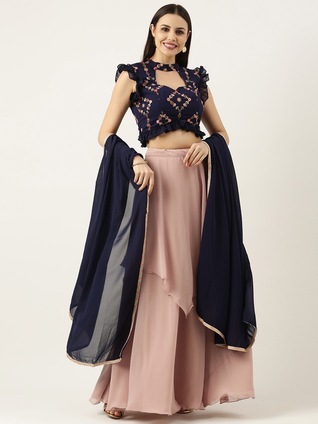 Ethnovog Embroidered Sequinned Ready to Wear Lehenga & Blouse With Dupatta, Navy blue
Ethnovog Embroidered Sequinned Ready to Wear Lehenga & Blouse With Dupatta, Navy blue