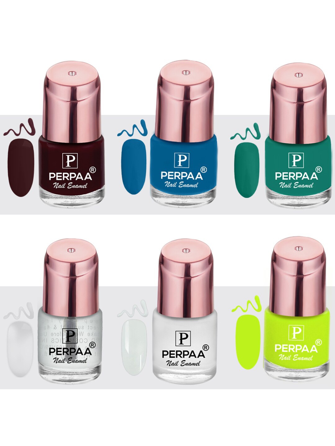 PERPAA Set of 6 Super Stay Quick-Drying Long-Lasting Gel Based Nail Polish - 6 ml each, Multi
PERPAA Set of 6 Super Stay Quick-Drying Long-Lasting Gel Based Nail Polish - 6 ml each, Multi