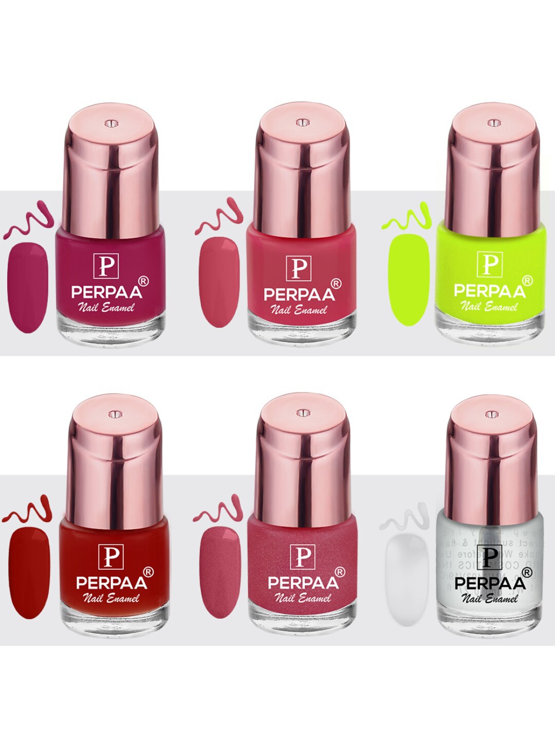 PERPAA Set of 6 Super Stay Quick-Drying Long-Lasting Gel Based Nail Polish - 6 ml each, Multi
PERPAA Set of 6 Super Stay Quick-Drying Long-Lasting Gel Based Nail Polish - 6 ml each, Multi