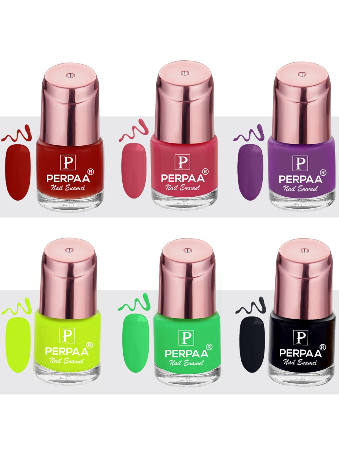 PERPAA Set of 6 Super Stay Quick-Drying Long-Lasting Gel Based Nail Polish - 6 ml each, Multi
PERPAA Set of 6 Super Stay Quick-Drying Long-Lasting Gel Based Nail Polish - 6 ml each, Multi