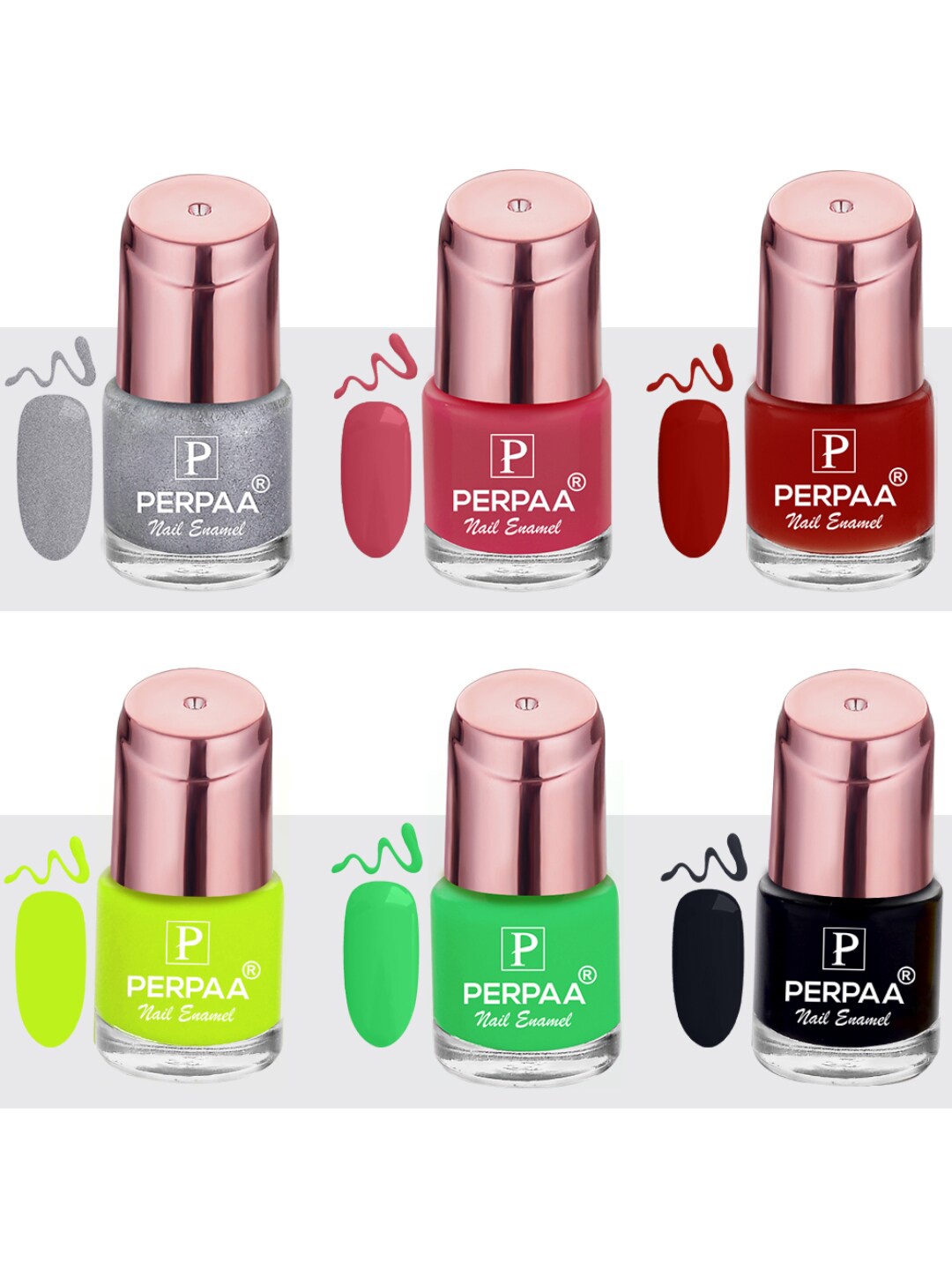 PERPAA Set of 6 Super Stay Quick-Drying Long-Lasting Gel Based Nail Polish - 6 ml each, Multi
PERPAA Set of 6 Super Stay Quick-Drying Long-Lasting Gel Based Nail Polish - 6 ml each, Multi